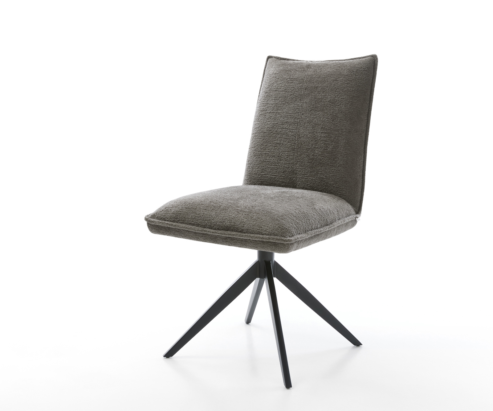 Étkezőszék Lelio-Flex bouclé puha sötét bézs kereszt láb széles fekete 360° forgatható billenő funkció zsákrugó