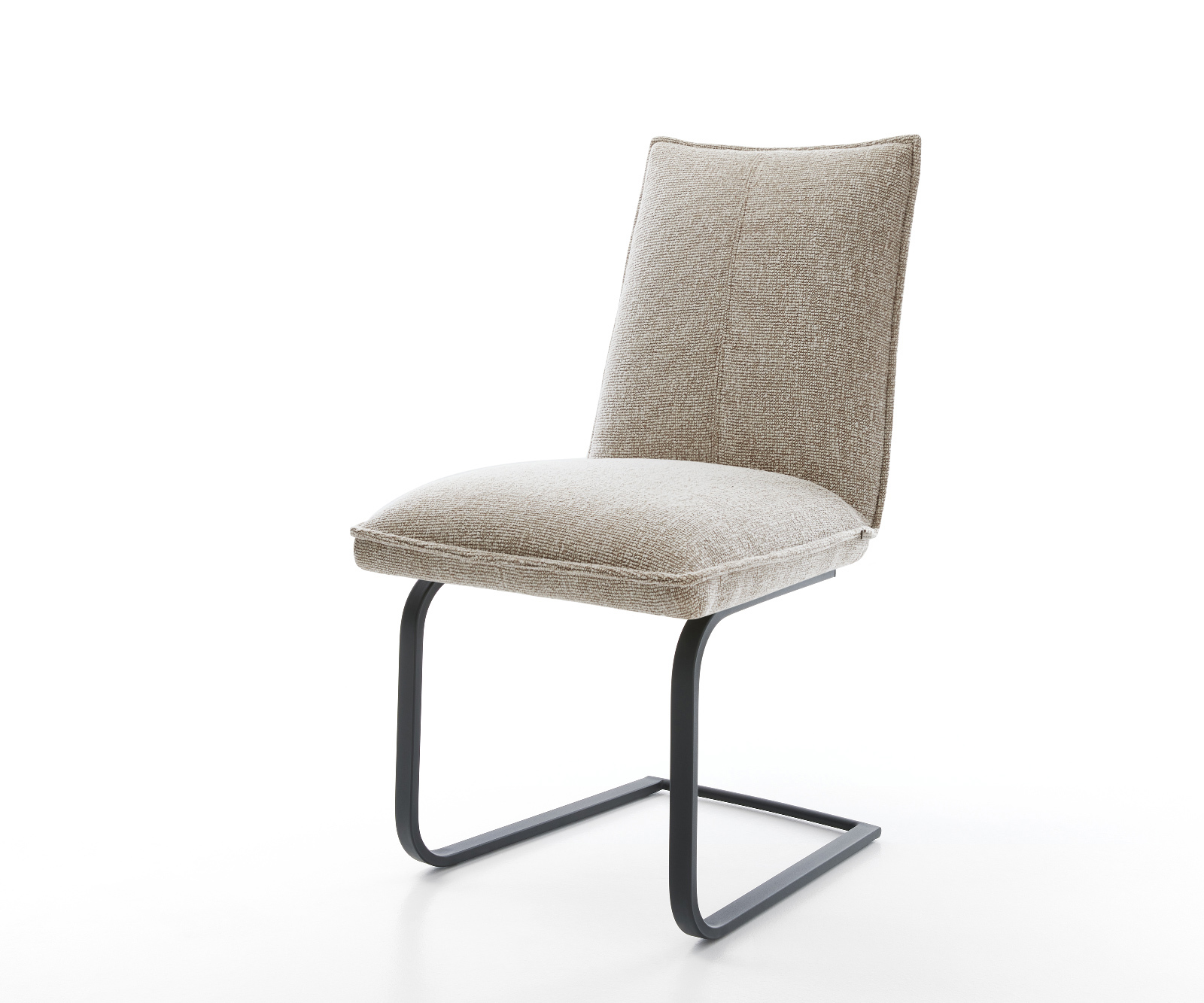 Étkezőszék Lelio-Flex szövött szövet puha bézs konzolos lapos fekete zsákrugós