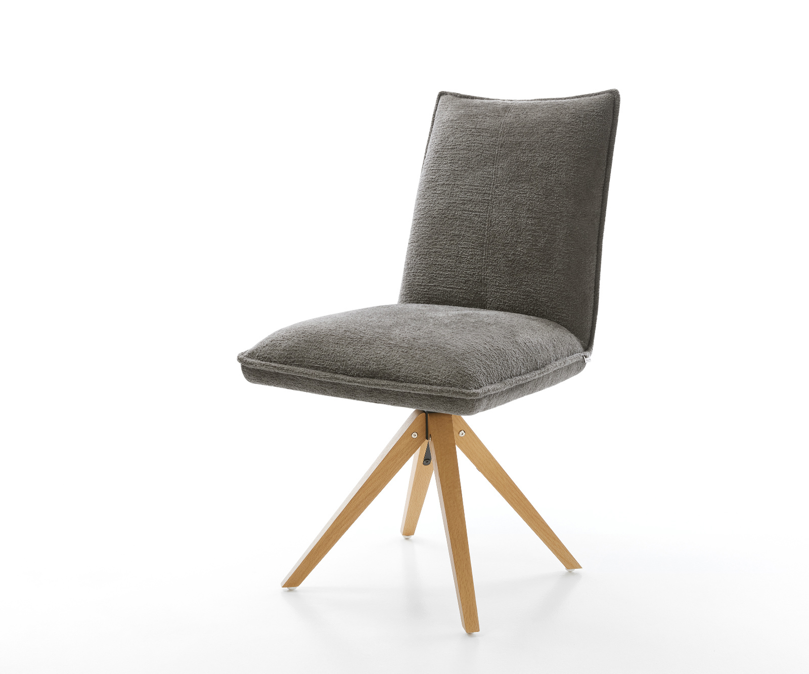 Étkezőszék Lelio-Flex bouclé puha sötét bézs fa láb szögletes természetes 180° forgatható zsákrugós