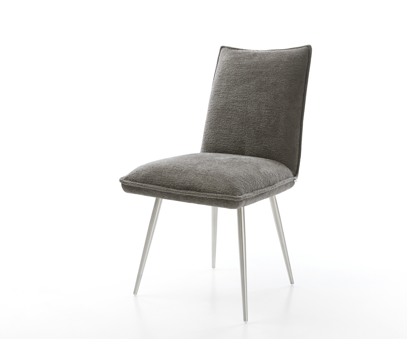 Étkezőszék Lelio-Flex bouclé puha sötét bézs 4 láb kúpos rozsdamentes acél zsákrugó