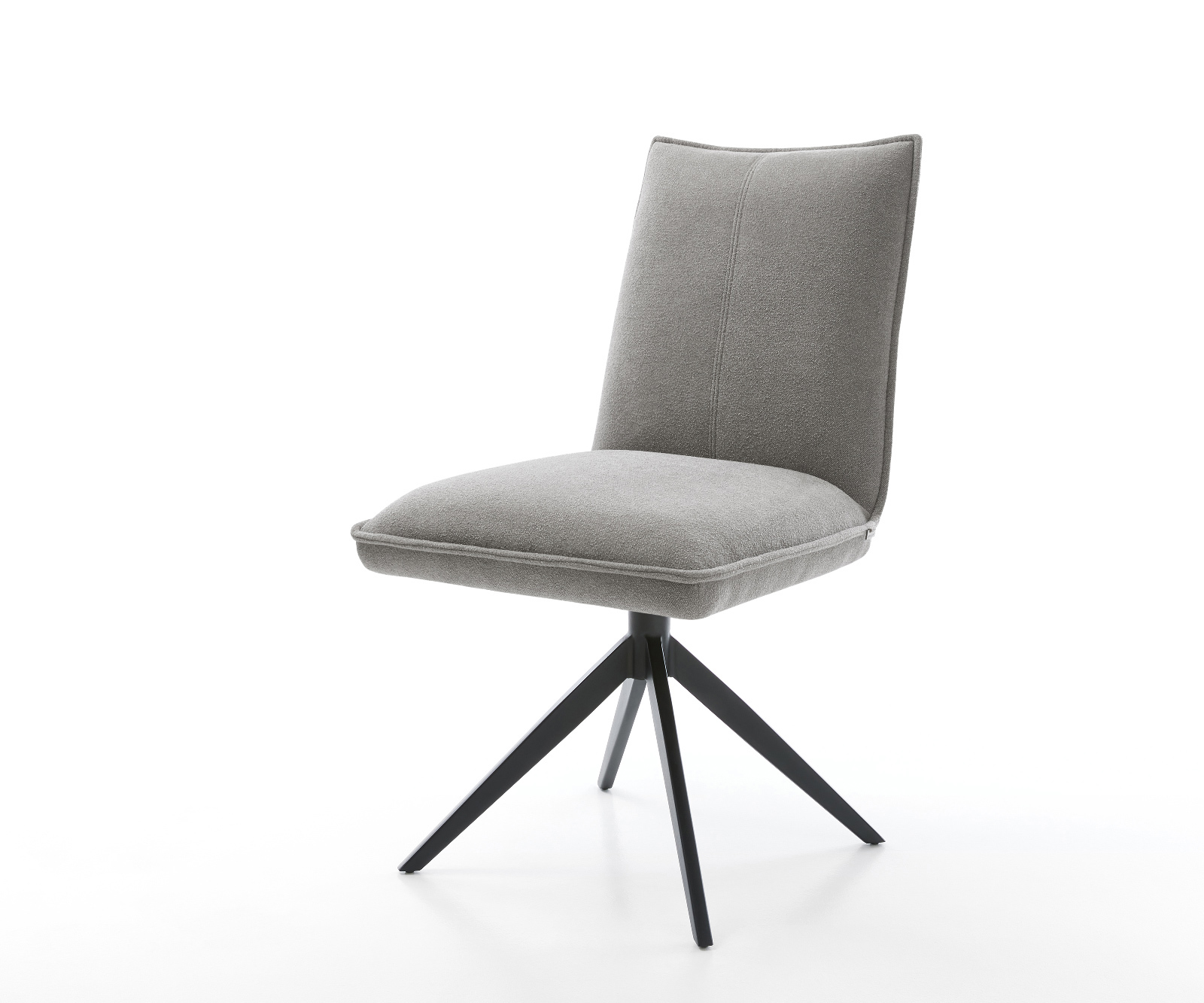 Étkezőszék Lelio-Flex strukturált szövet puha szürke kereszt láb széles fekete 360°-ban forgatható billenő funkció zsákrugós matrac