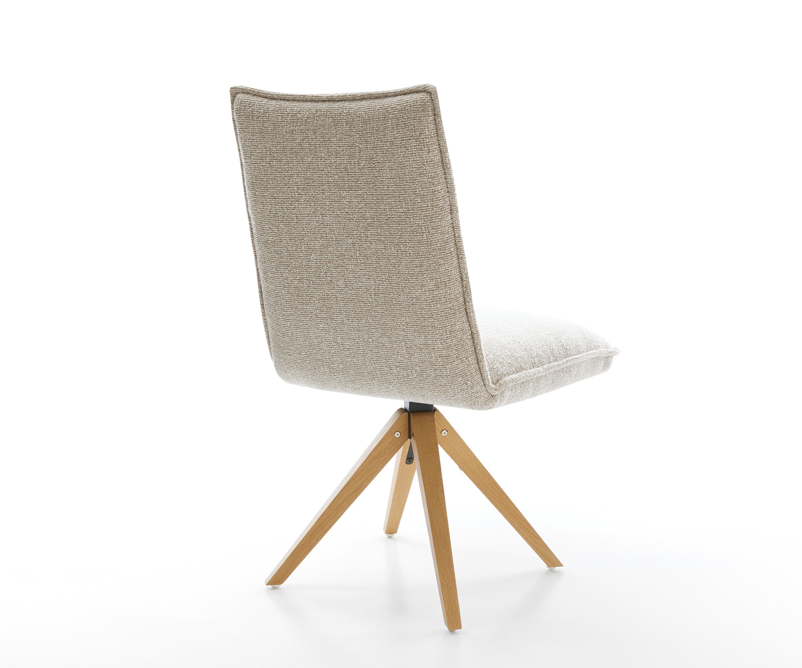 Étkezőszék Lelio-Flex szövött szövet puha bézs fa láb szögletes természetes 180° forgatható zsákrugó - Image 5