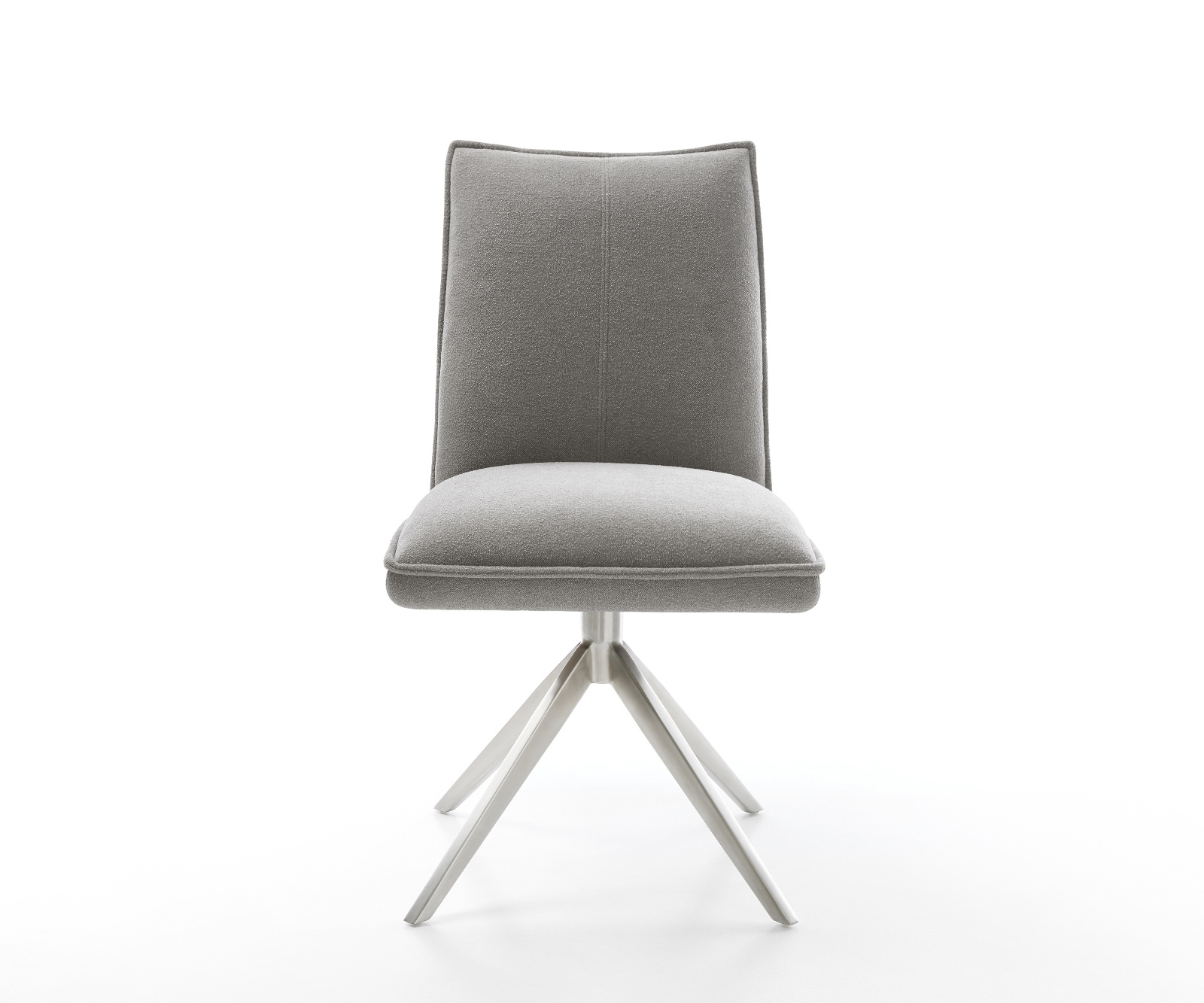 Étkezőszék Lelio-Flex strukturált szövet puha szürke kereszt láb széles rozsdamentes acél 360° forgatható billenő zsákrugó - Image 2