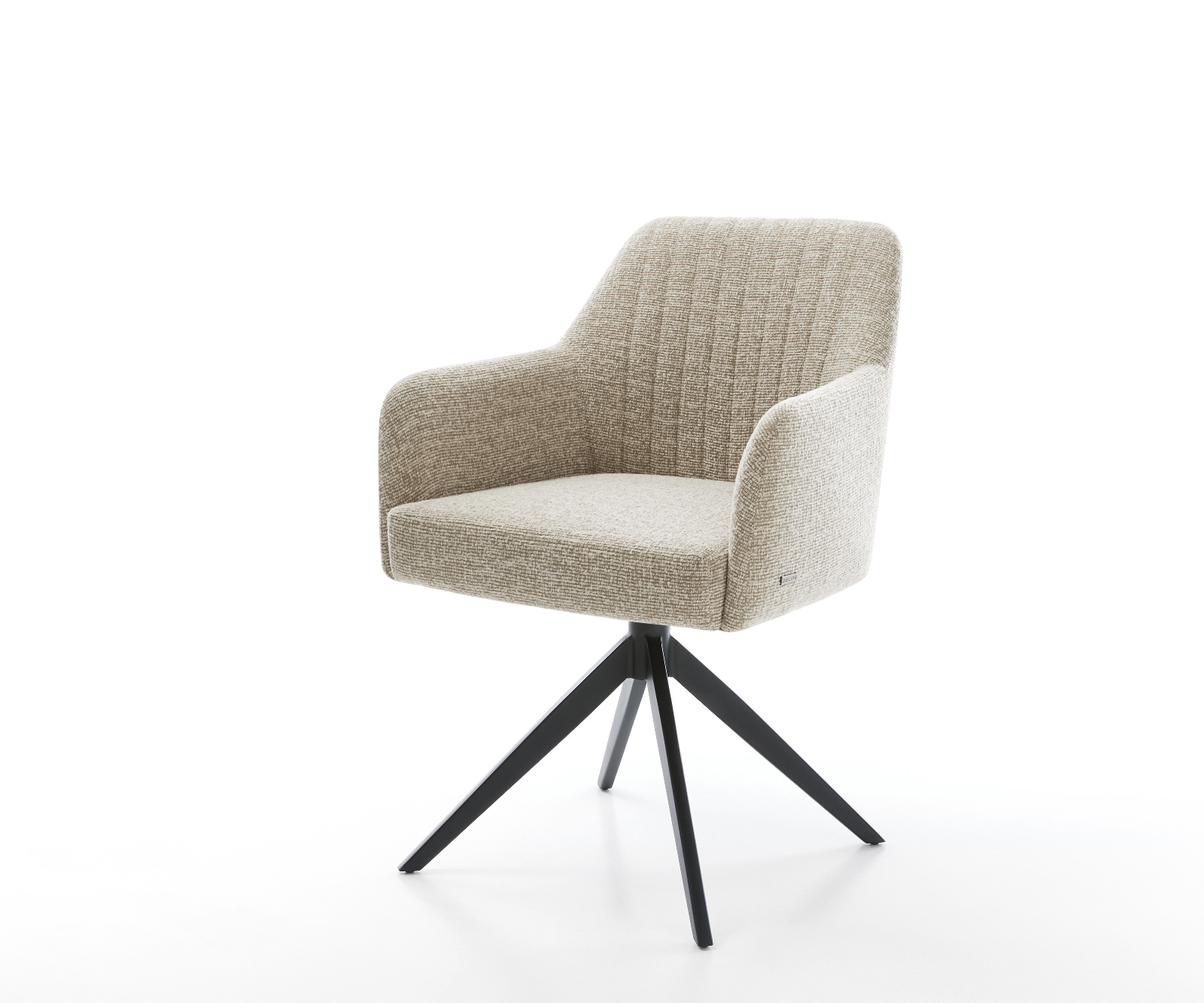 Étkezőszék Greg-Flex szövött szövet puha bézs kereszt láb széles fekete 360° forgatható billenő zsákrugó