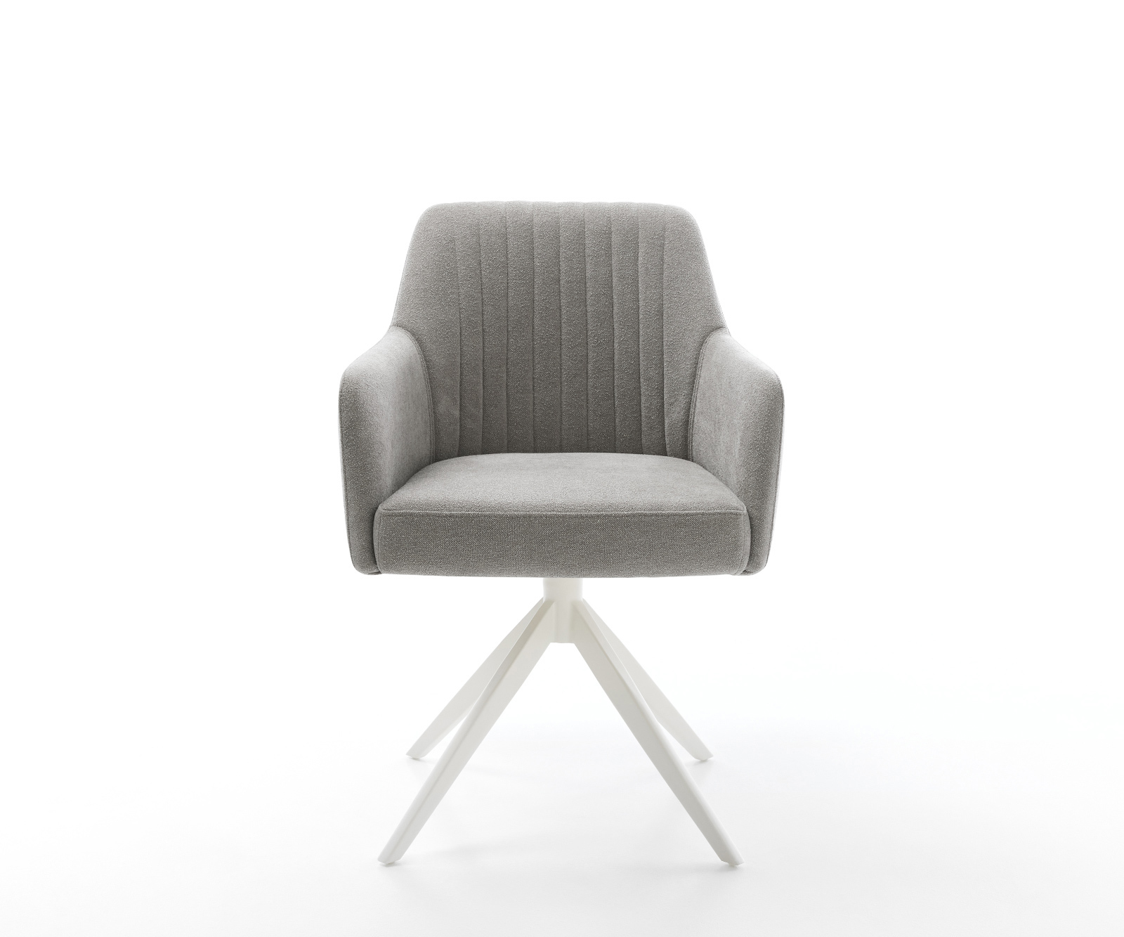 Étkezőszék Greg-Flex strukturált szövet puha szürke kereszt láb széles fehér 360° forgatható billenő zsákrugós matrac - Image 2