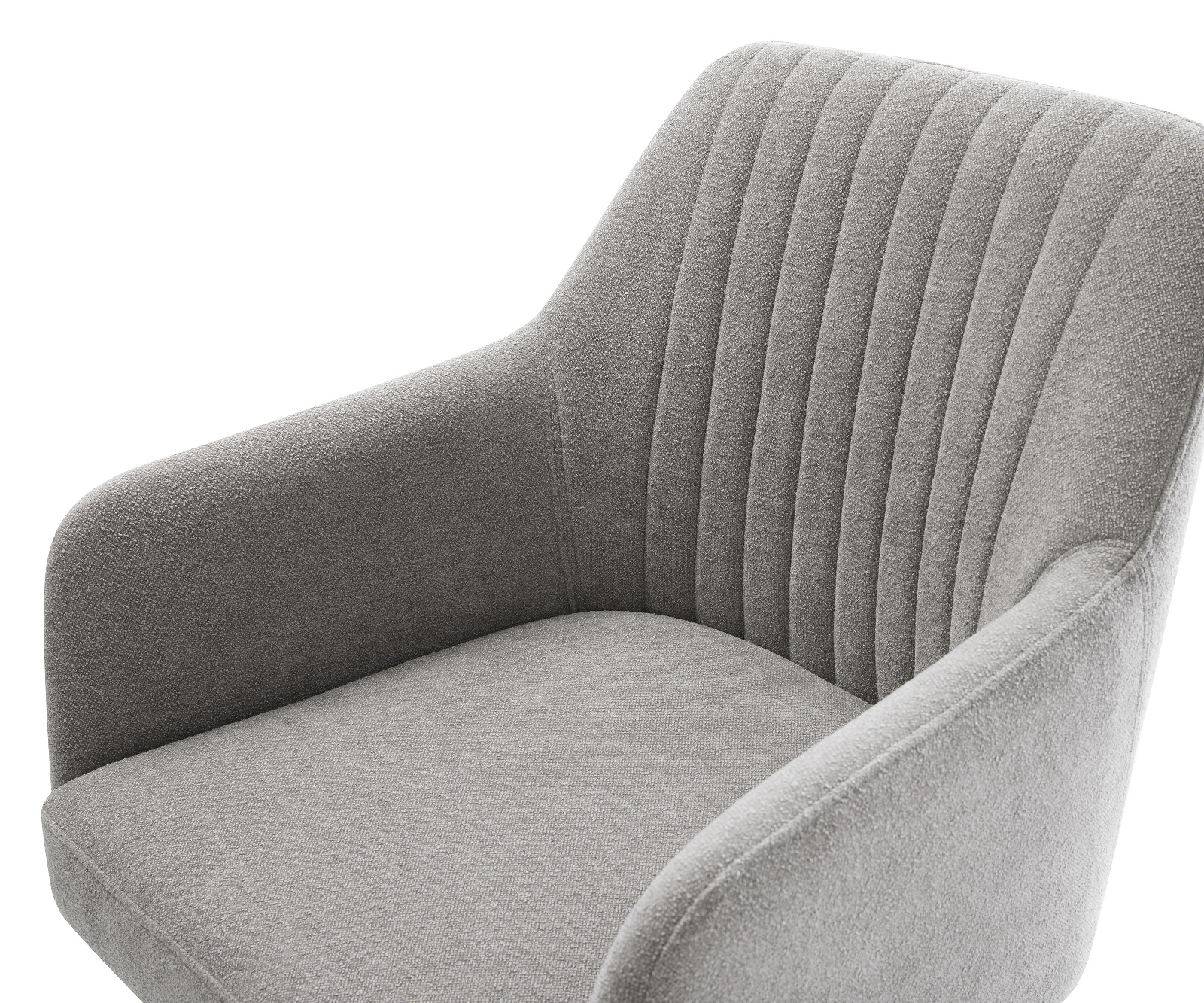 Étkezőszék Greg-Flex strukturált szövet puha szürke kereszt láb széles fehér 360° forgatható billenő zsákrugós matrac - Image 4