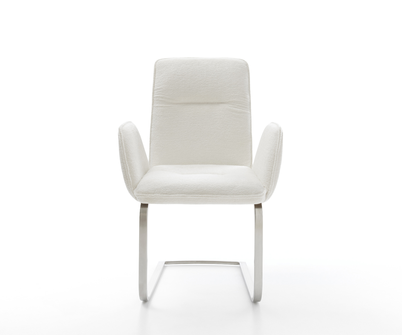 Étkezőszék Vinja-Flex bouclé puha bézs konzolos lapos rozsdamentes acél láb - Image 2