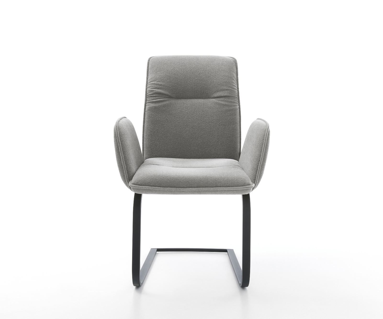 Étkezőszék Vinja-Flex strukturált szövet puha szürke konzolos lapos fekete - Image 2