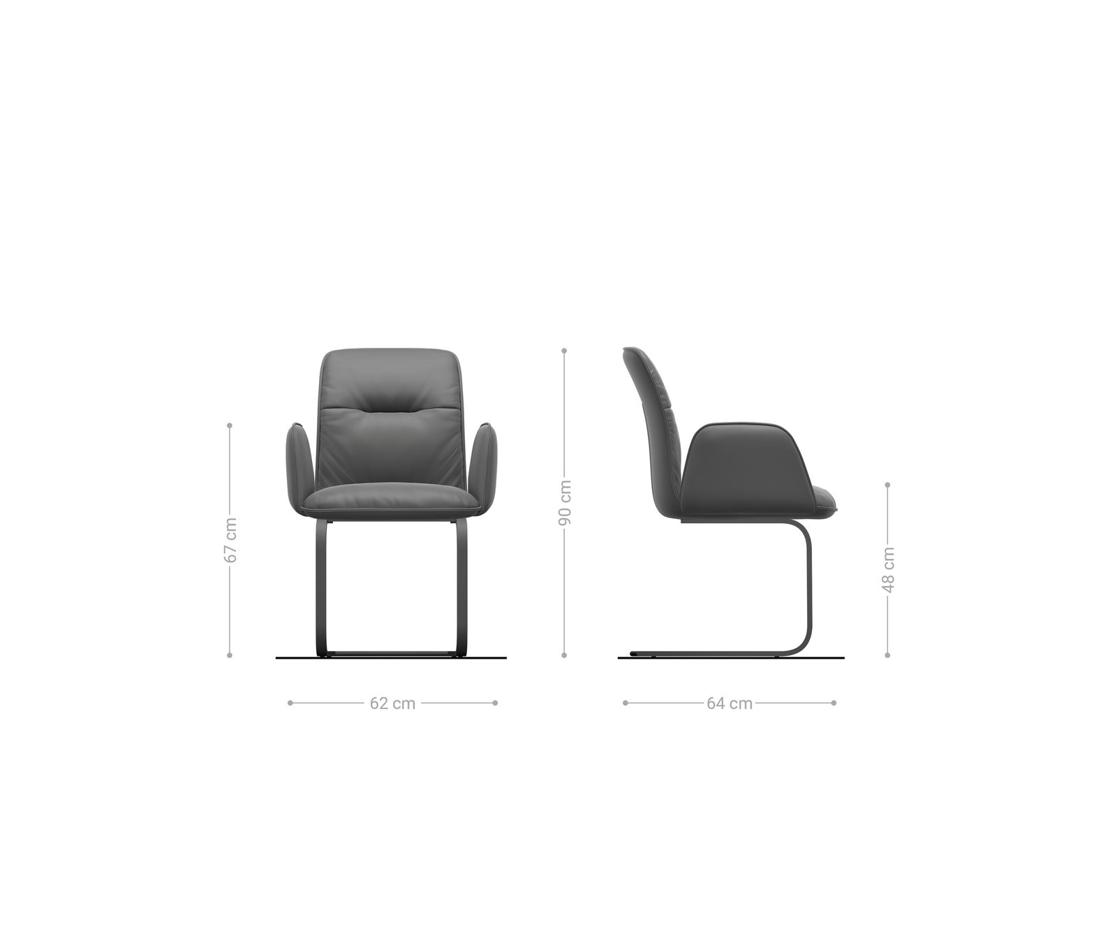 Étkezőszék Vinja-Flex szövött szövet puha bézs konzolos lapos antracit - Image 6