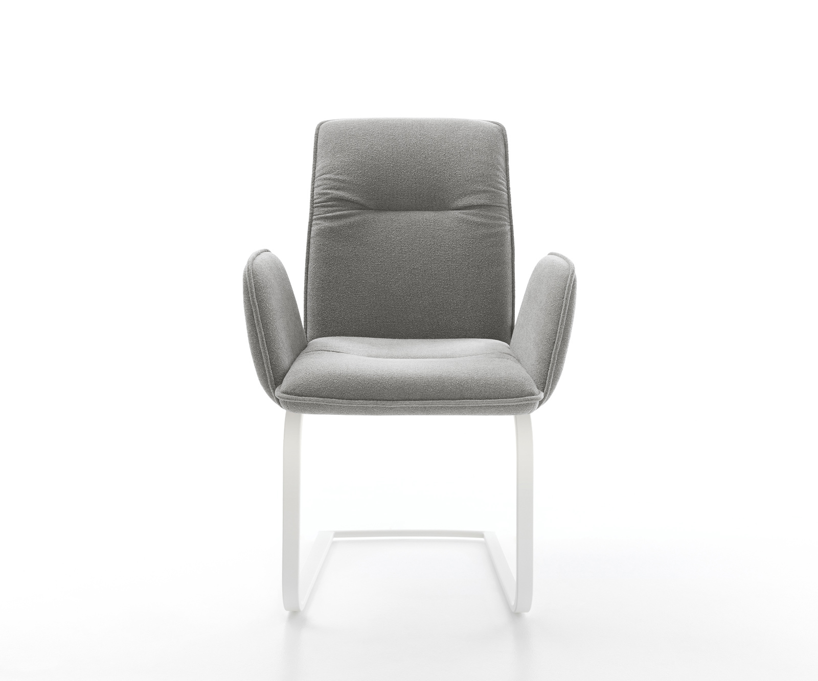 Étkezőszék Vinja-Flex strukturált szövet puha szürke konzolos lapos fehér lábbal - Image 2