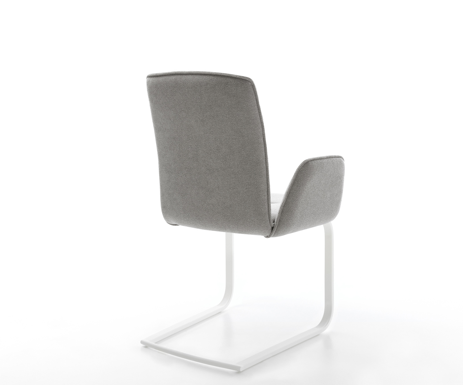 Étkezőszék Vinja-Flex strukturált szövet puha szürke konzolos lapos fehér lábbal - Image 5