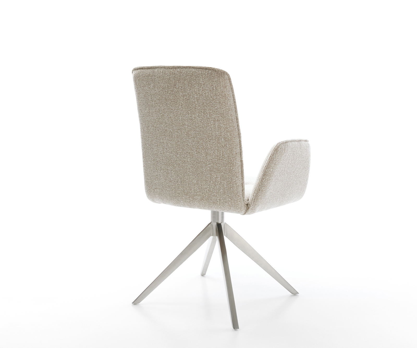 Étkezőszék Vinja-Flex szövött szövet puha bézs kereszt láb széles rozsdamentes acél 360° forgatható billenő - Image 5