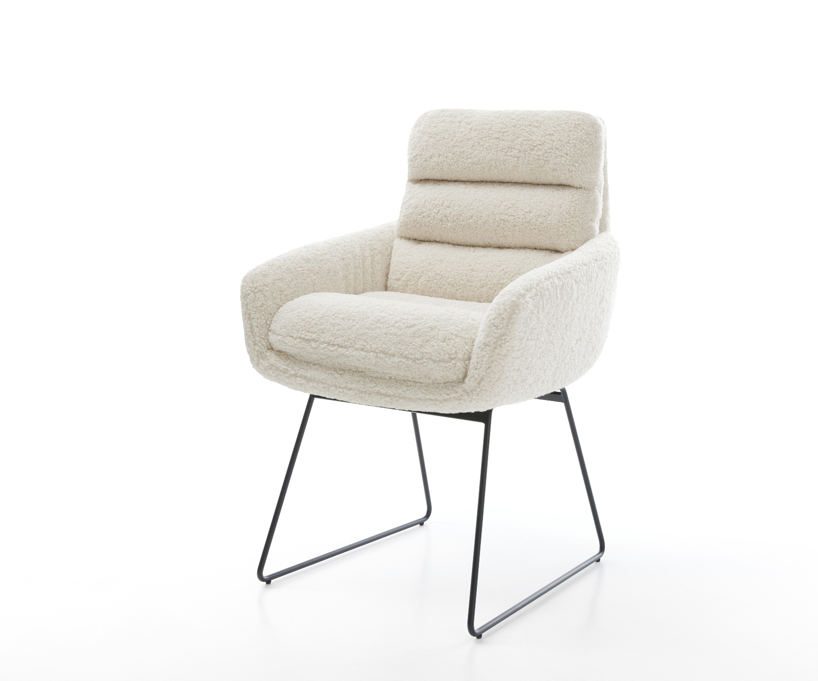 Étkezőszék Abelia-Flex karfás teddy szövet bézs vékony láb fekete