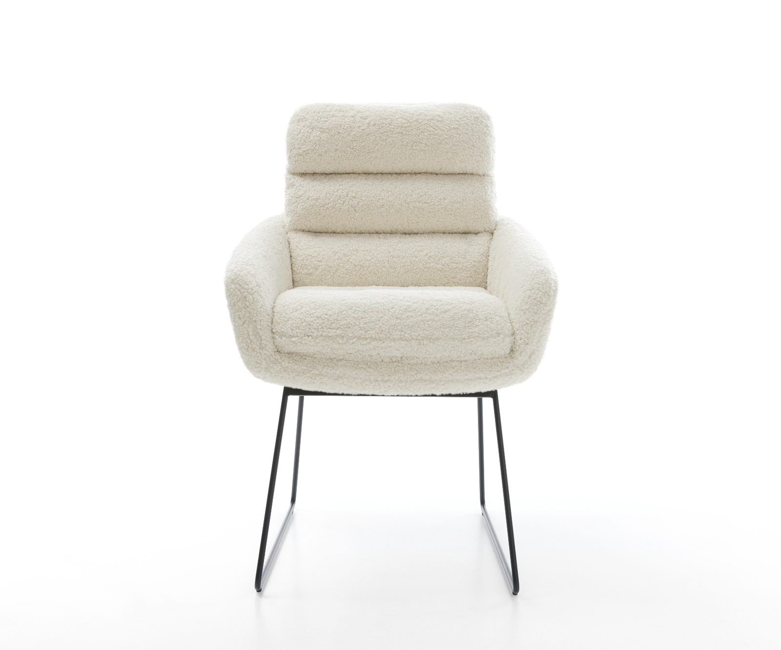 Étkezőszék Abelia-Flex karfás teddy szövet bézs vékony láb fekete - Image 2