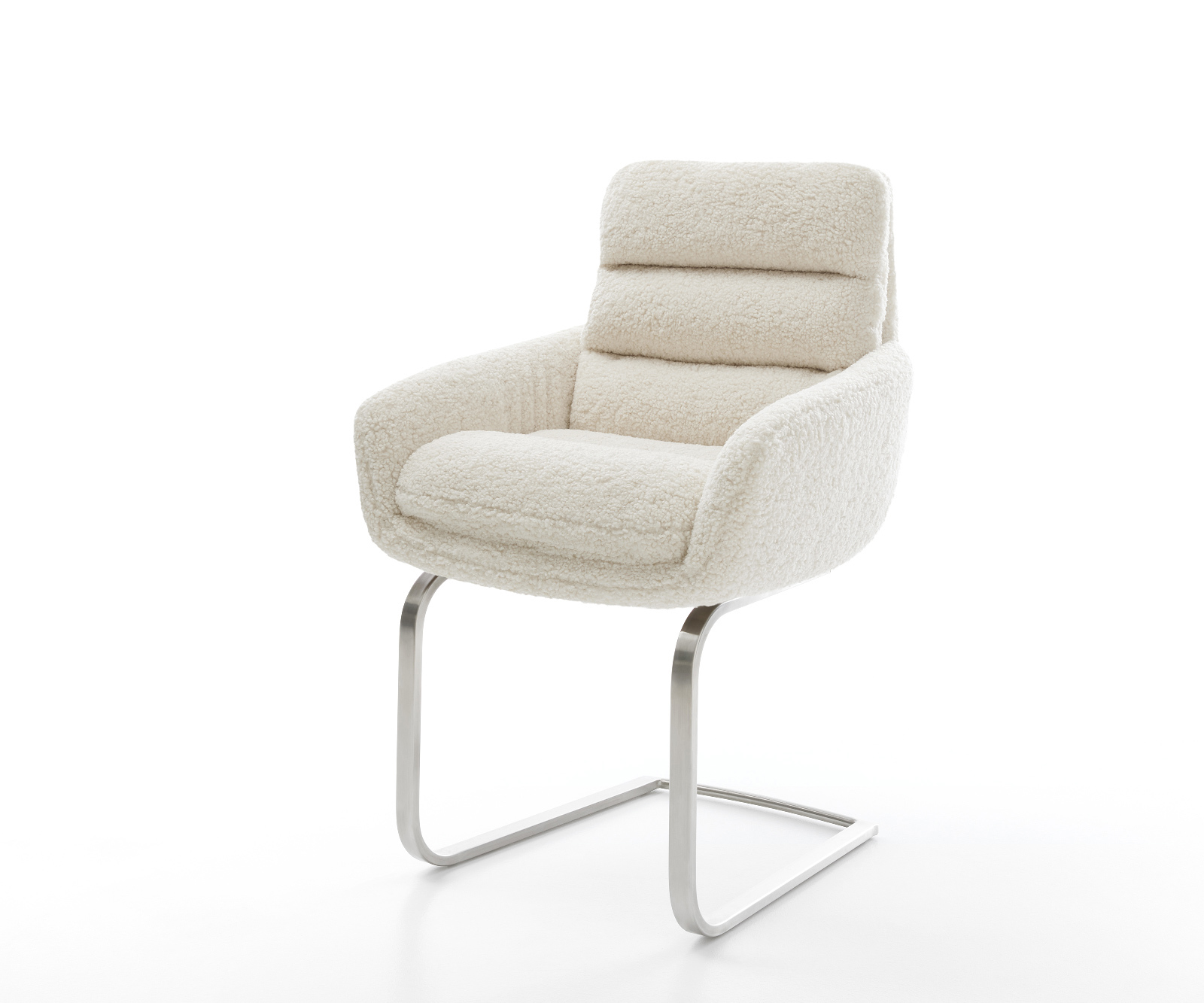 Étkezőszék Abelia-Flex kárpitozott karfás mikroszálas bézs konzolos lapos rozsdamentes acél lábbal