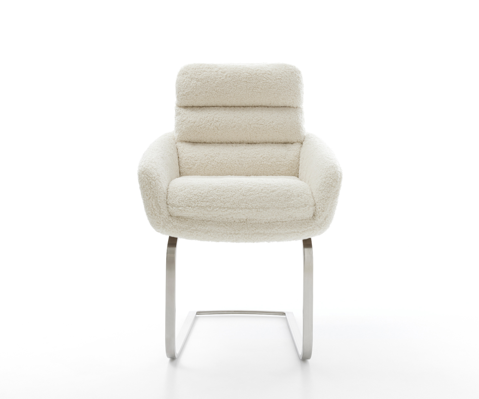 Étkezőszék Abelia-Flex kárpitozott karfás mikroszálas bézs konzolos lapos rozsdamentes acél lábbal - Image 2