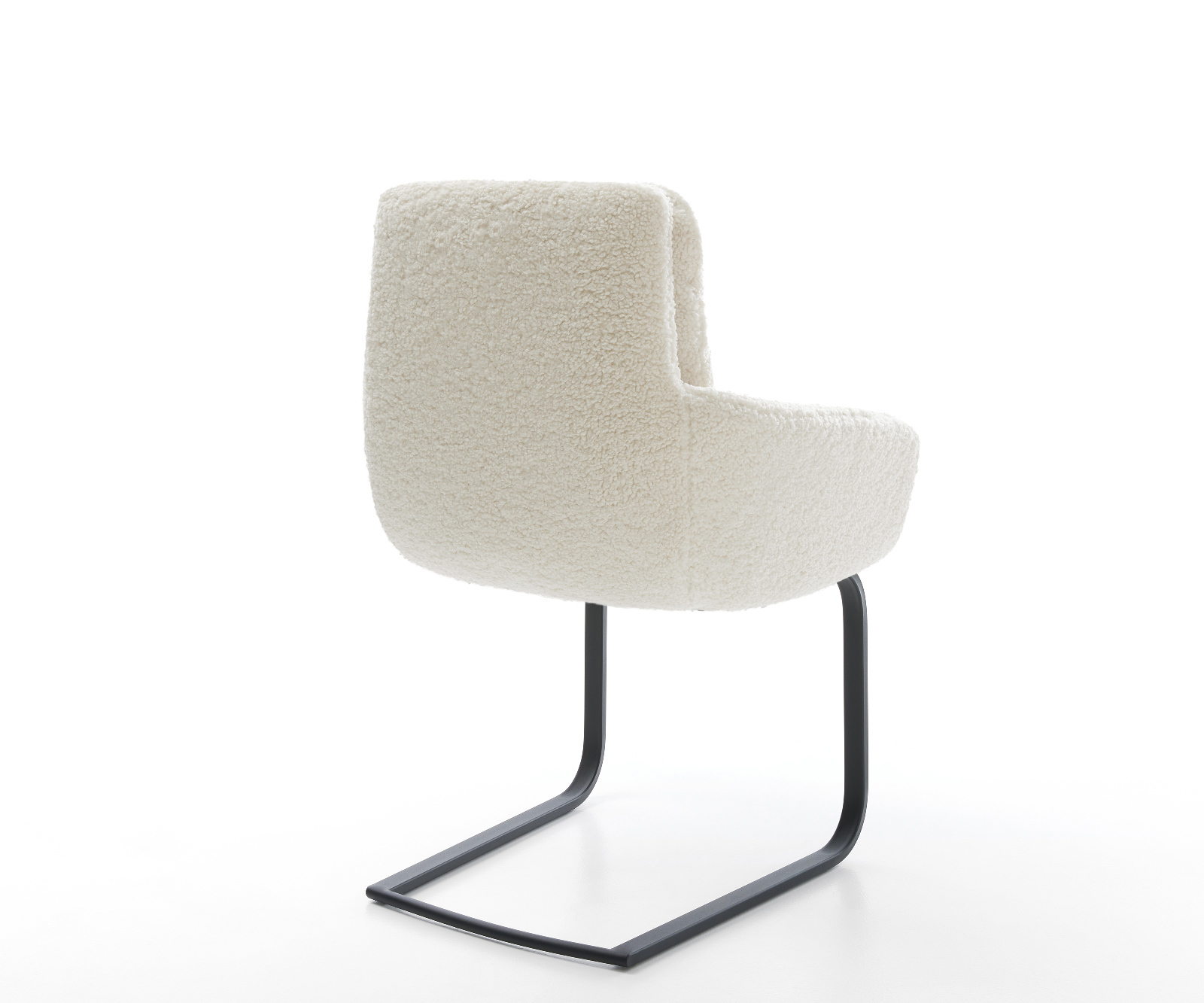 Étkezőszék Abelia-Flex kárpitozott karfás teddy szövet bézs lapos fekete konzolos láb - Image 5