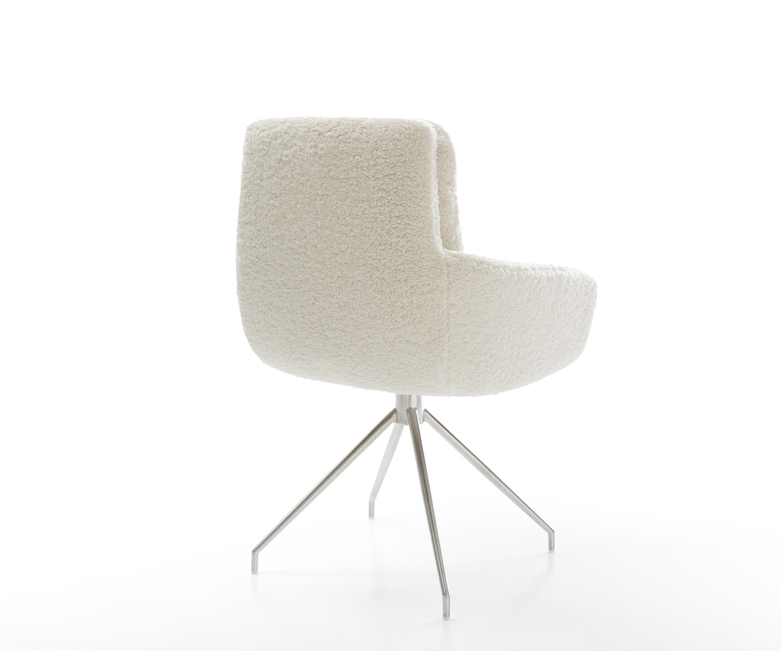 Étkezőszék Abelia-Flex karfás teddy szövet bézs kúpos rozsdamentes acél kereszt lábbal - Image 5