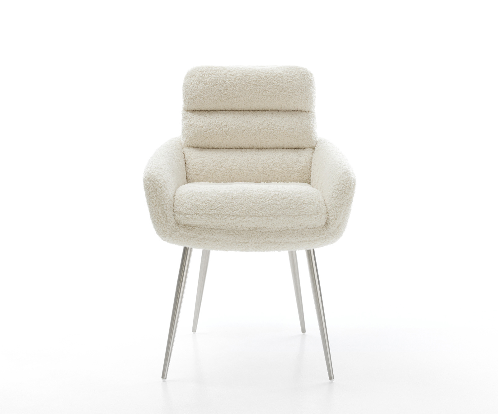 Étkezőszék Abelia-Flex karfás teddyszövet bézs 4 láb kúpos rozsdamentes acél - Image 2