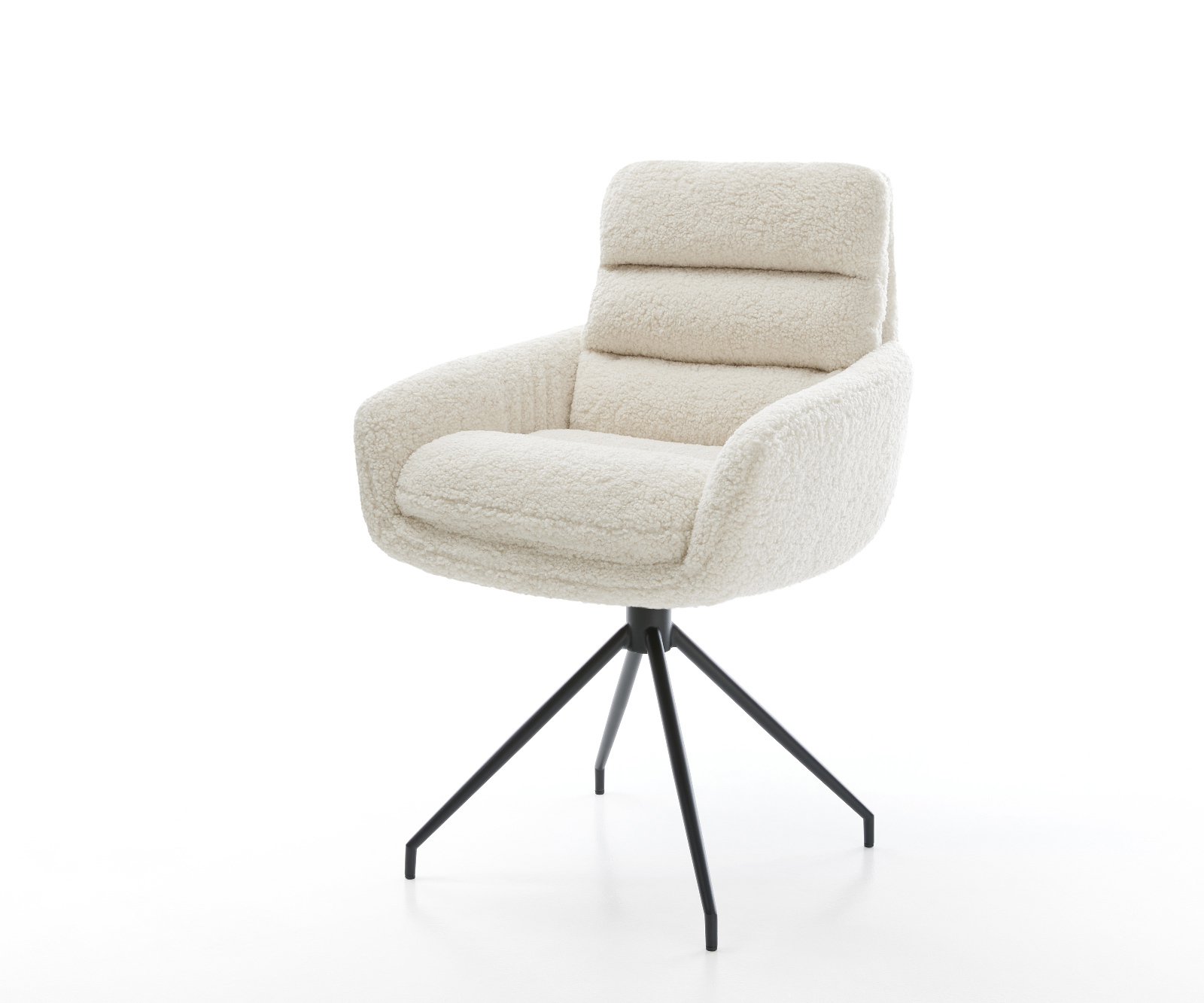 Étkezőszék Abelia-Flex karfás teddy szövet bézs kereszt láb kúpos fekete