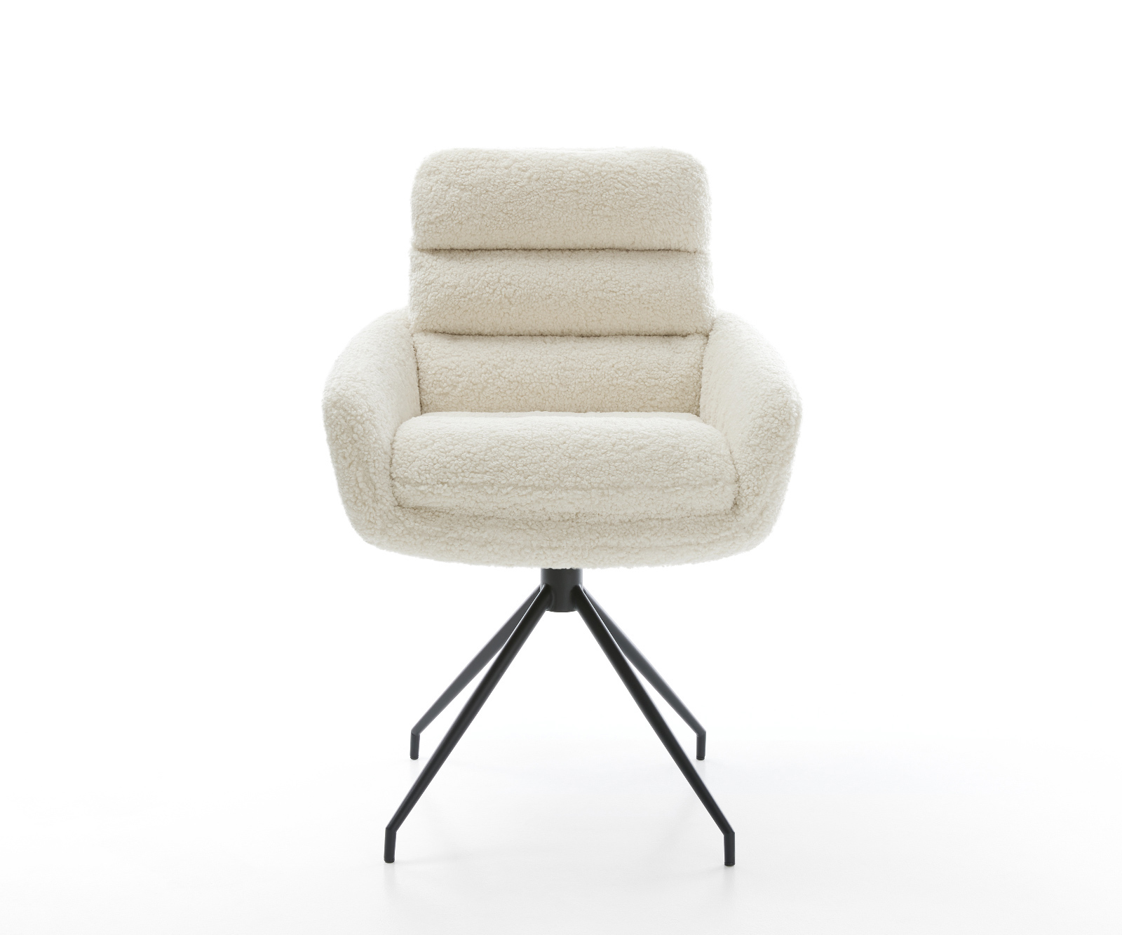 Étkezőszék Abelia-Flex karfás teddy szövet bézs kereszt láb kúpos fekete - Image 2