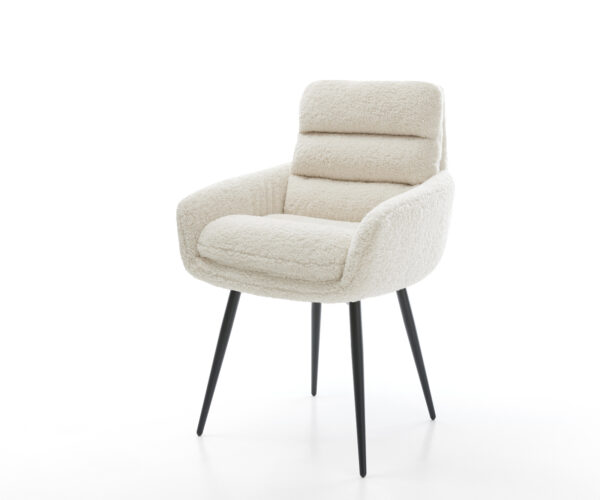 Étkezőszék Abelia-Flex karfás teddy szövet bézs 4 láb kúpos fekete