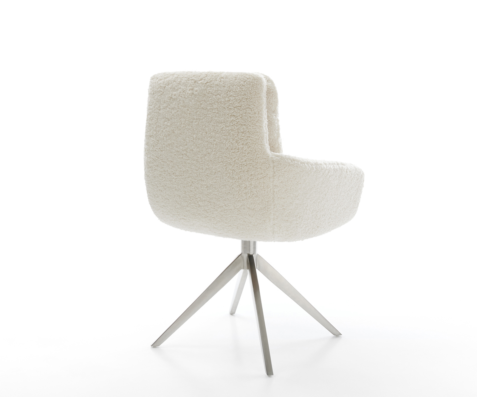 Étkezőszék Abelia-Flex karfás teddy szövet bézs kereszt láb széles rozsdamentes acél 360° forgatható billenő - Image 5