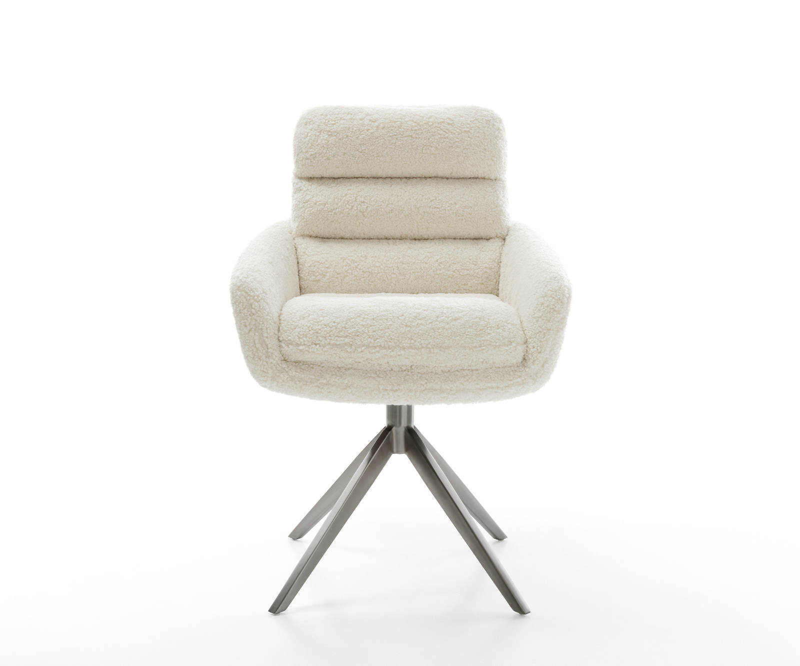 Étkezőszék Abelia-Flex karfás teddyszövet bézs kereszt láb széles grafit 360°-ban forgatható billenő funkcióval - Image 2