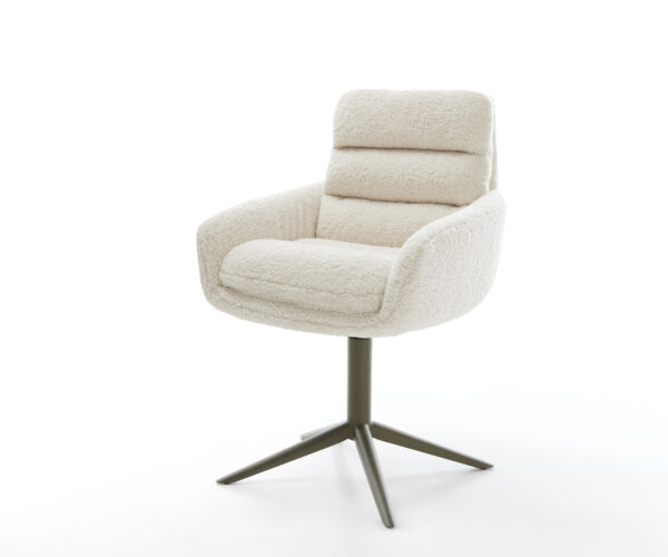 Étkezőszék Abelia-Flex karfás teddy szövet bézs kereszt láb titán színű hatvan fokban forgatható billenő funkció