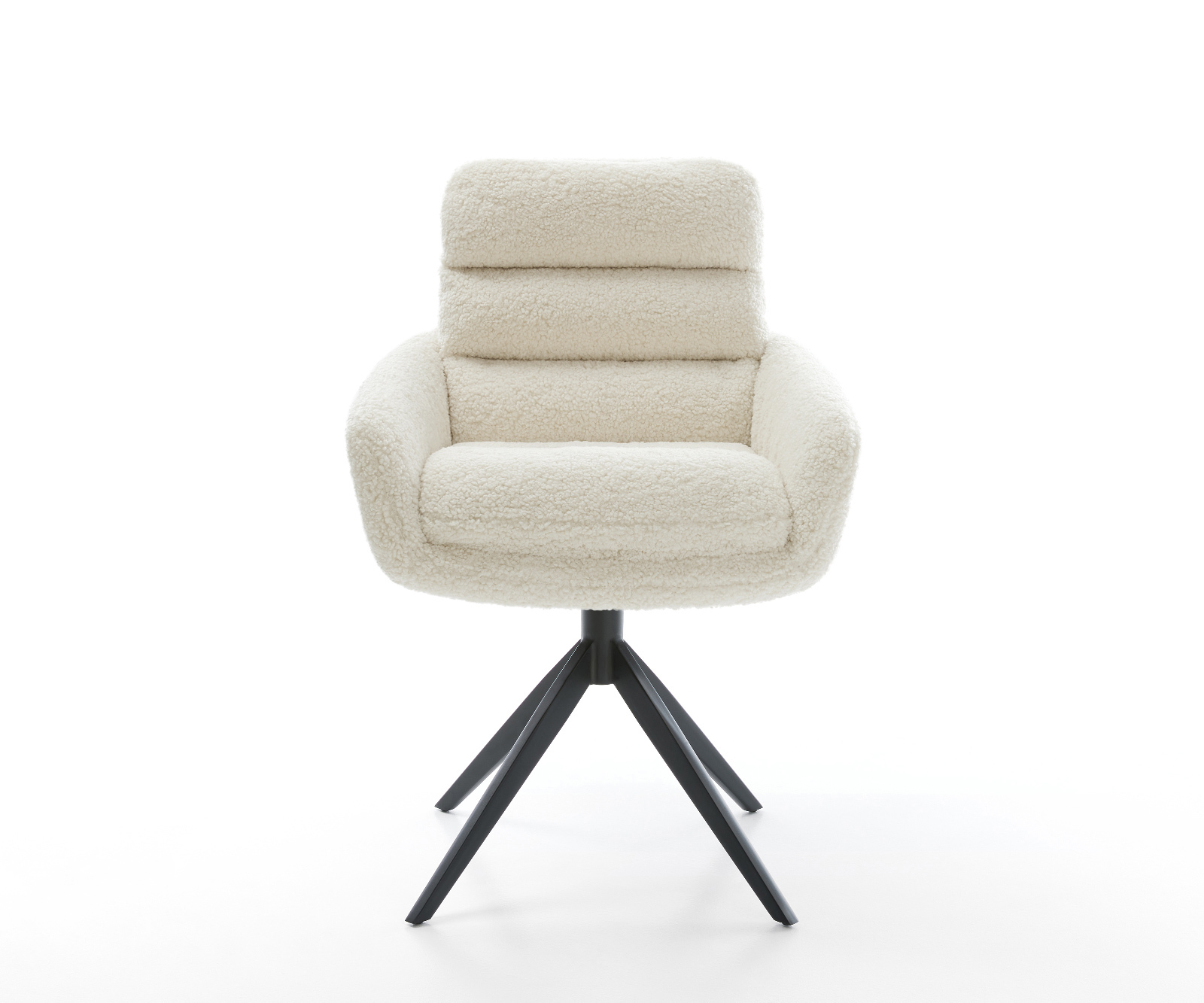 Étkezőszék Abelia-Flex karfás teddy szövet bézs kereszt láb széles fekete 360° forgatható billenő - Image 2