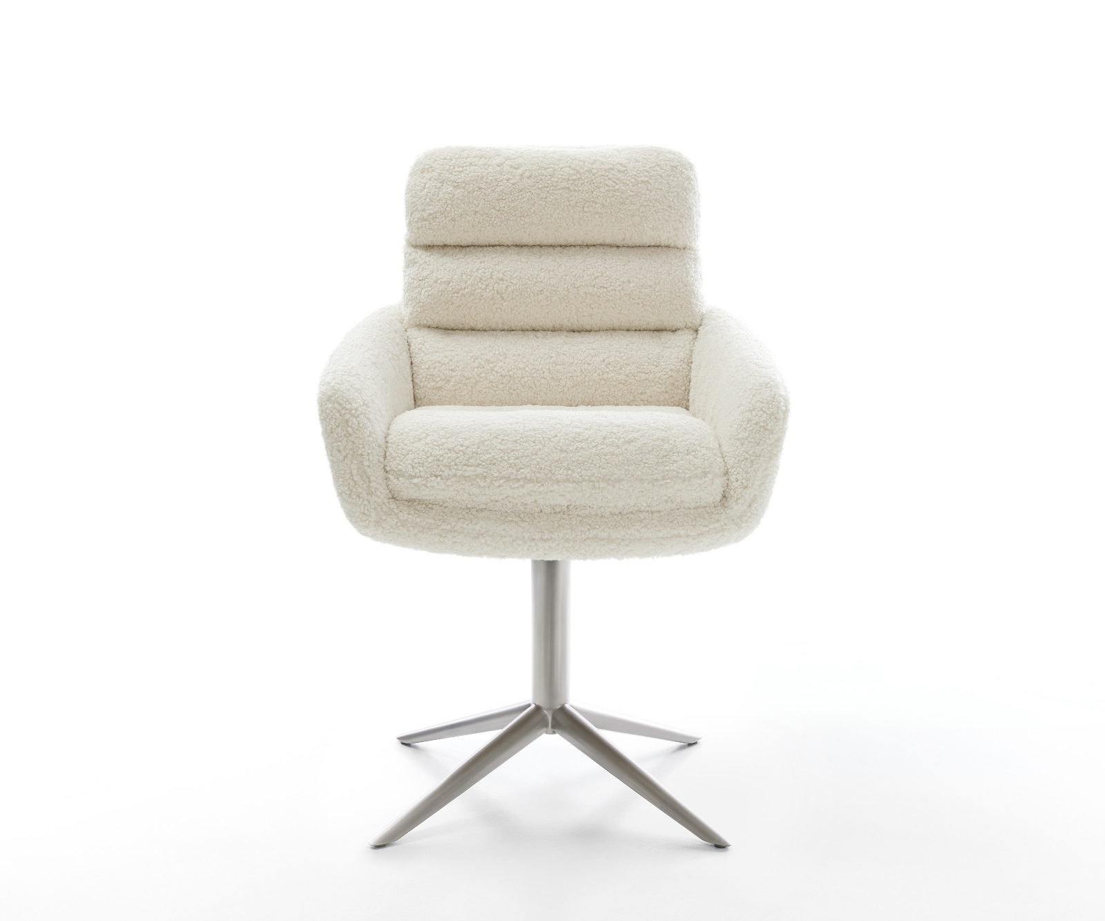 Étkezőszék Abelia-Flex karfás teddy szövet bézs rozsdamentes acél kereszt láb 360° forgatható billenő funkció - Image 2