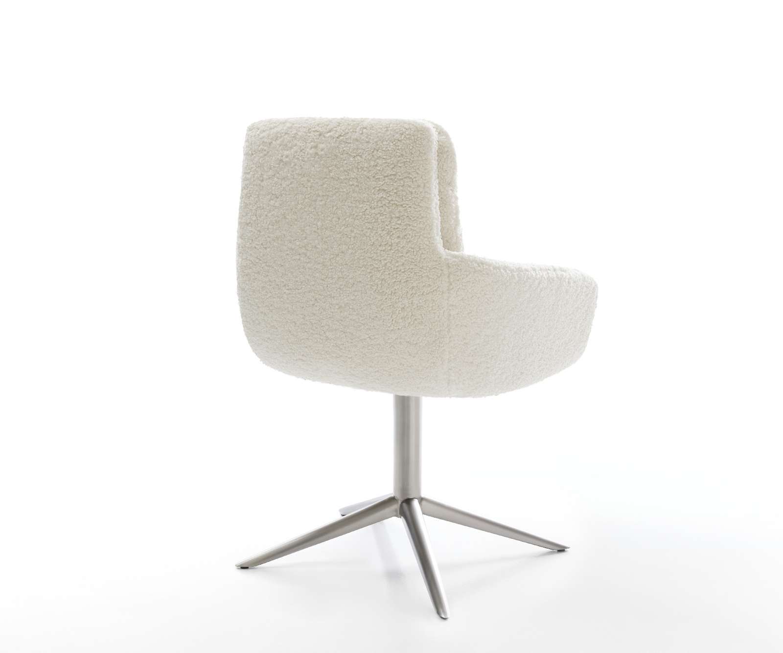 Étkezőszék Abelia-Flex karfás teddy szövet bézs rozsdamentes acél kereszt láb 360° forgatható billenő funkció - Image 5