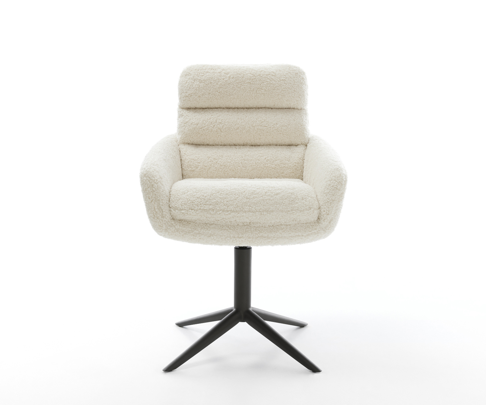 Étkezőszék Abelia-Flex karfás teddy szövet bézs fekete kereszt láb 360° forgatható billenő funkció - Image 2