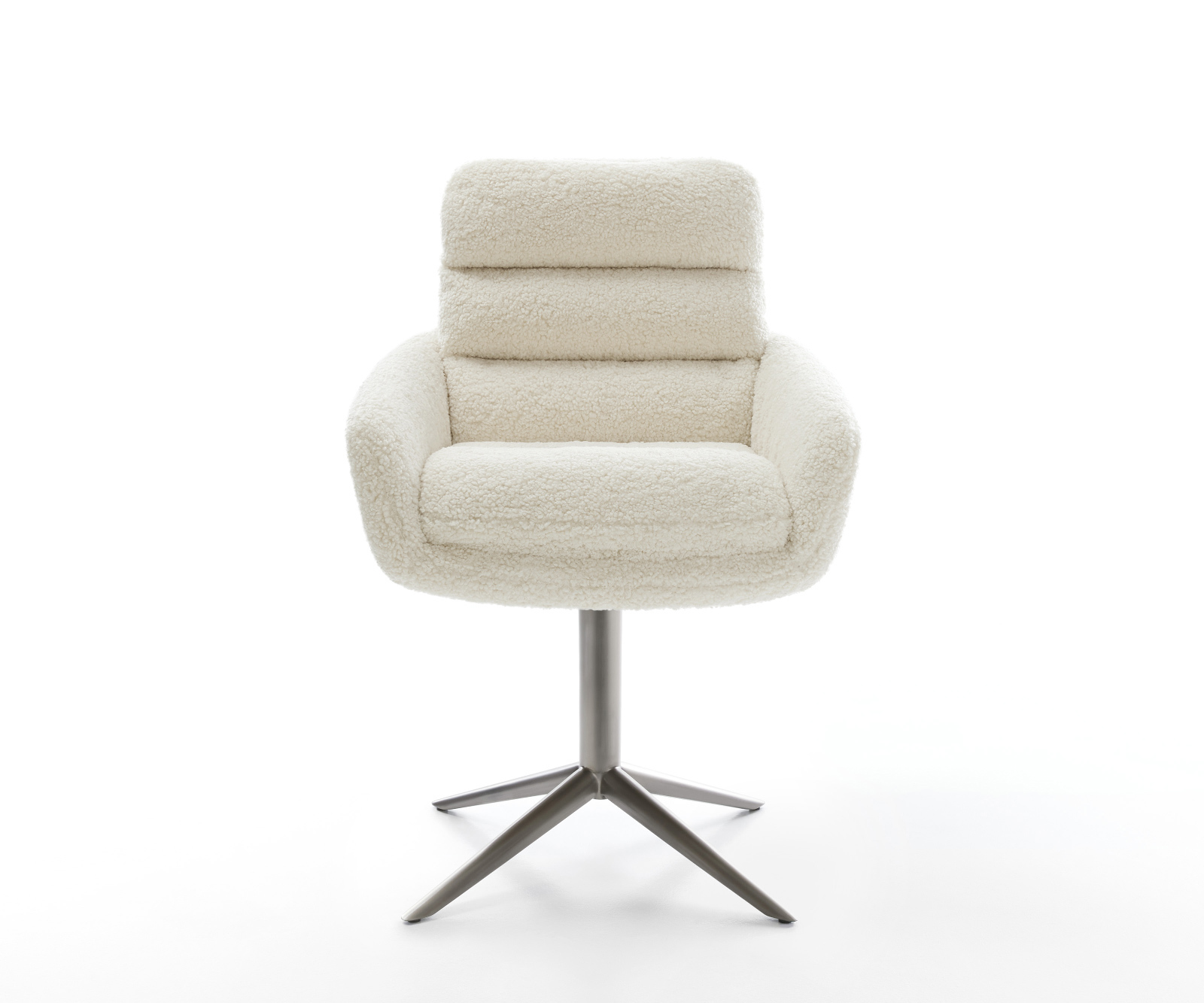 Étkezőszék Abelia-Flex karfás teddy szövet bézs kereszt láb grafit 360° forgatható billenő funkció - Image 2