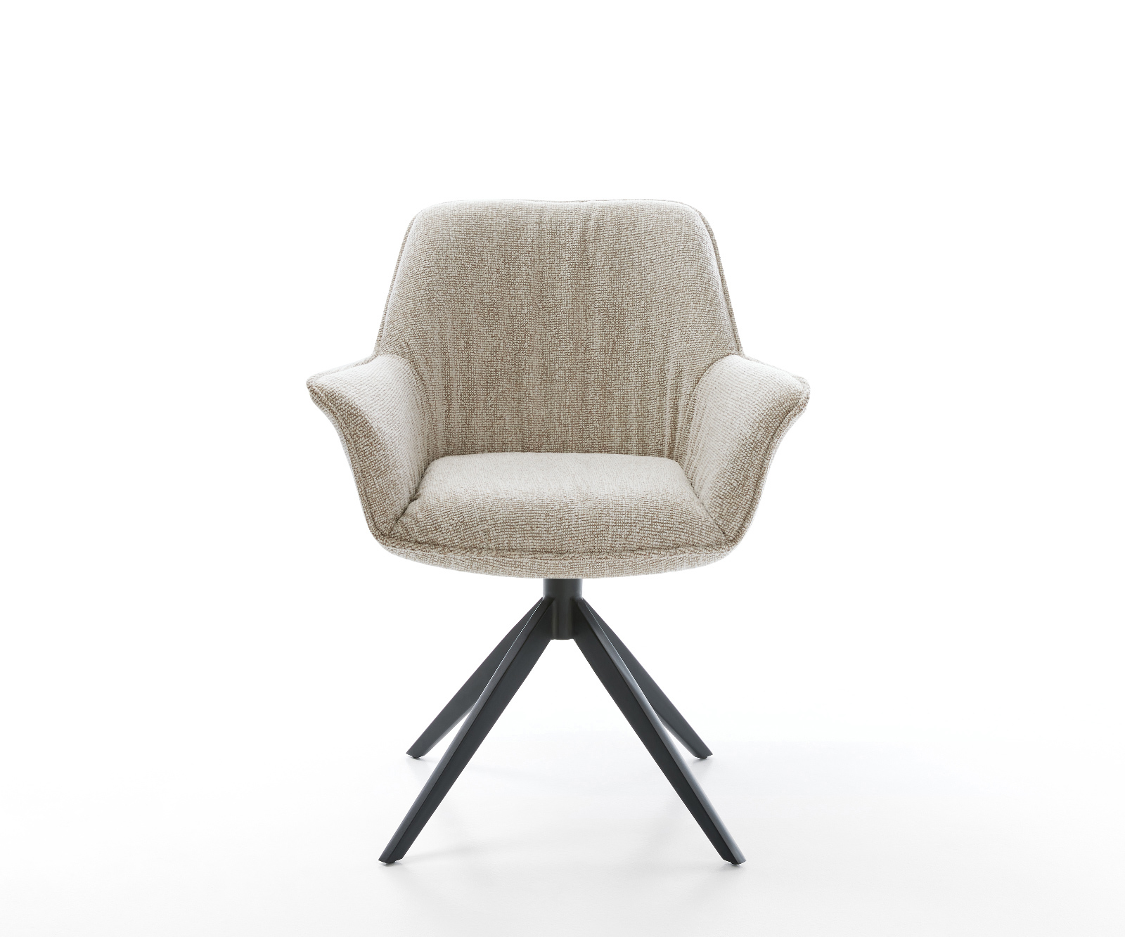 Étkezőszék Keila-Flex kárpitozott karfás szövettel puha bézs kereszt lábbal széles fekete 360° forgatható billenő funkció - Image 2