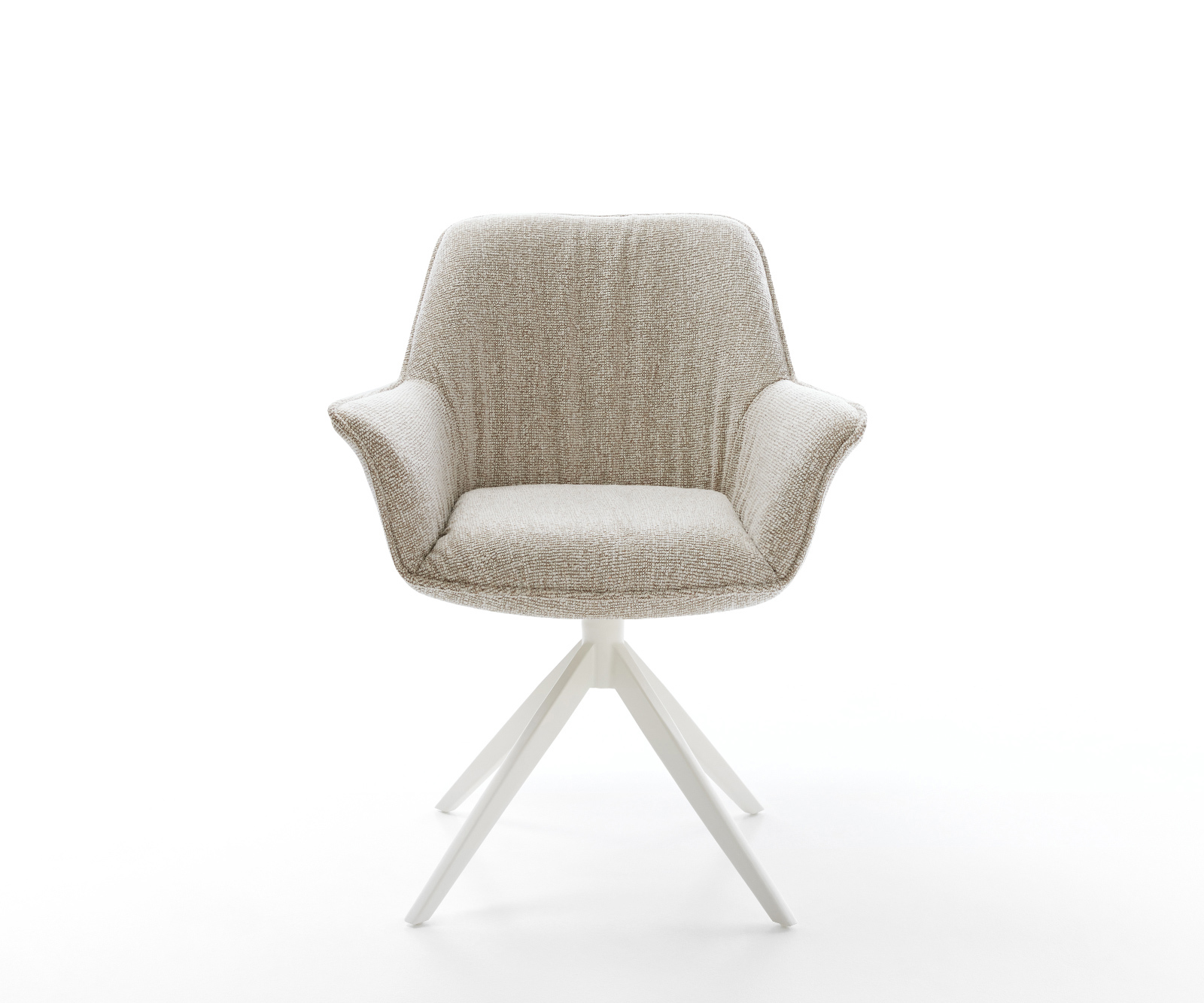 Étkezőszék Keila-Flex karfás szövettel puha bézs kereszt láb széles fehér 360° forgatható billenő - Image 2