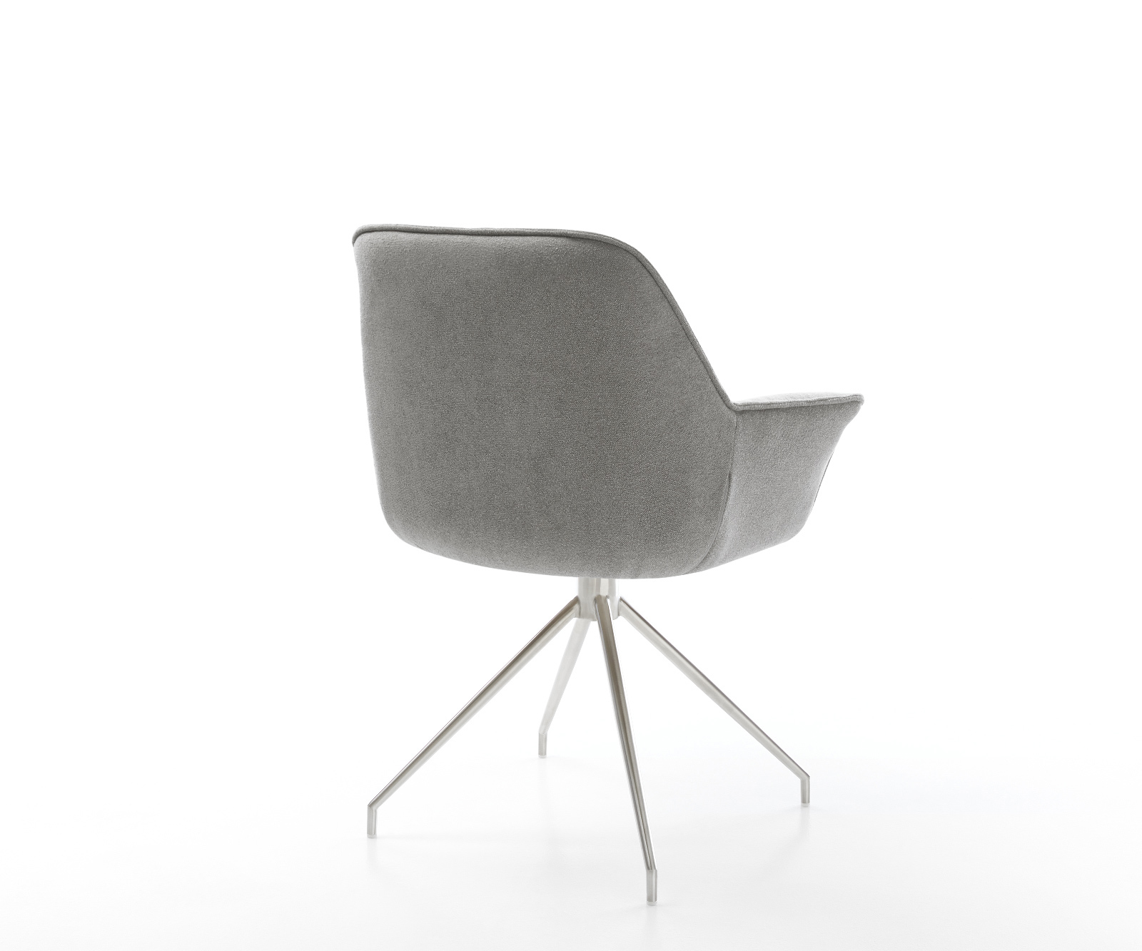 Étkezőszék Keila-Flex kárpitozott karfás strukturált szövet puha szürke kereszt láb kúpos rozsdamentes acél - Image 5