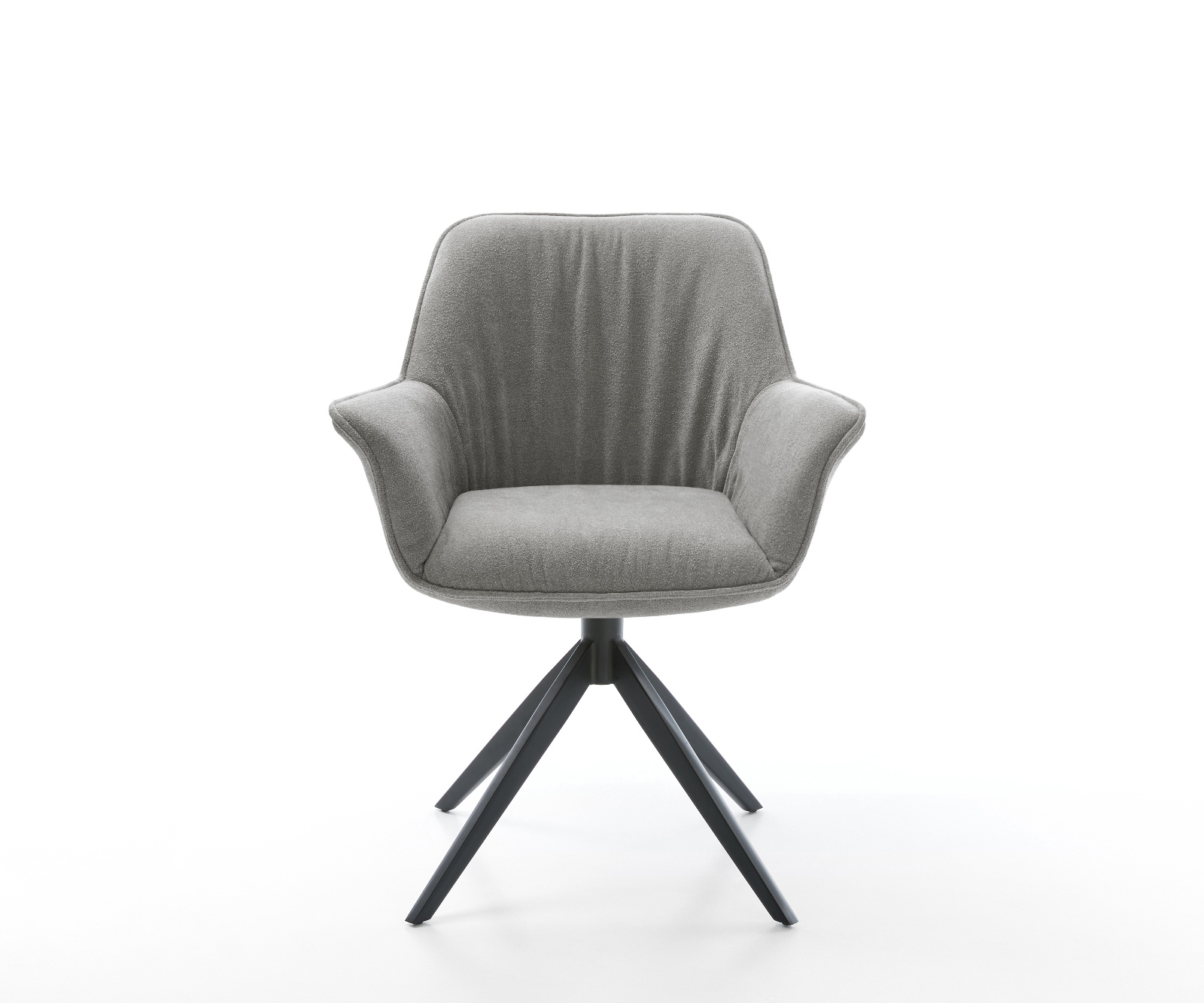 Étkezőszék Keila-Flex kárpitozott karfás strukturált szövet puha szürke kereszt láb széles fekete 360° forgatható billenő - Image 2