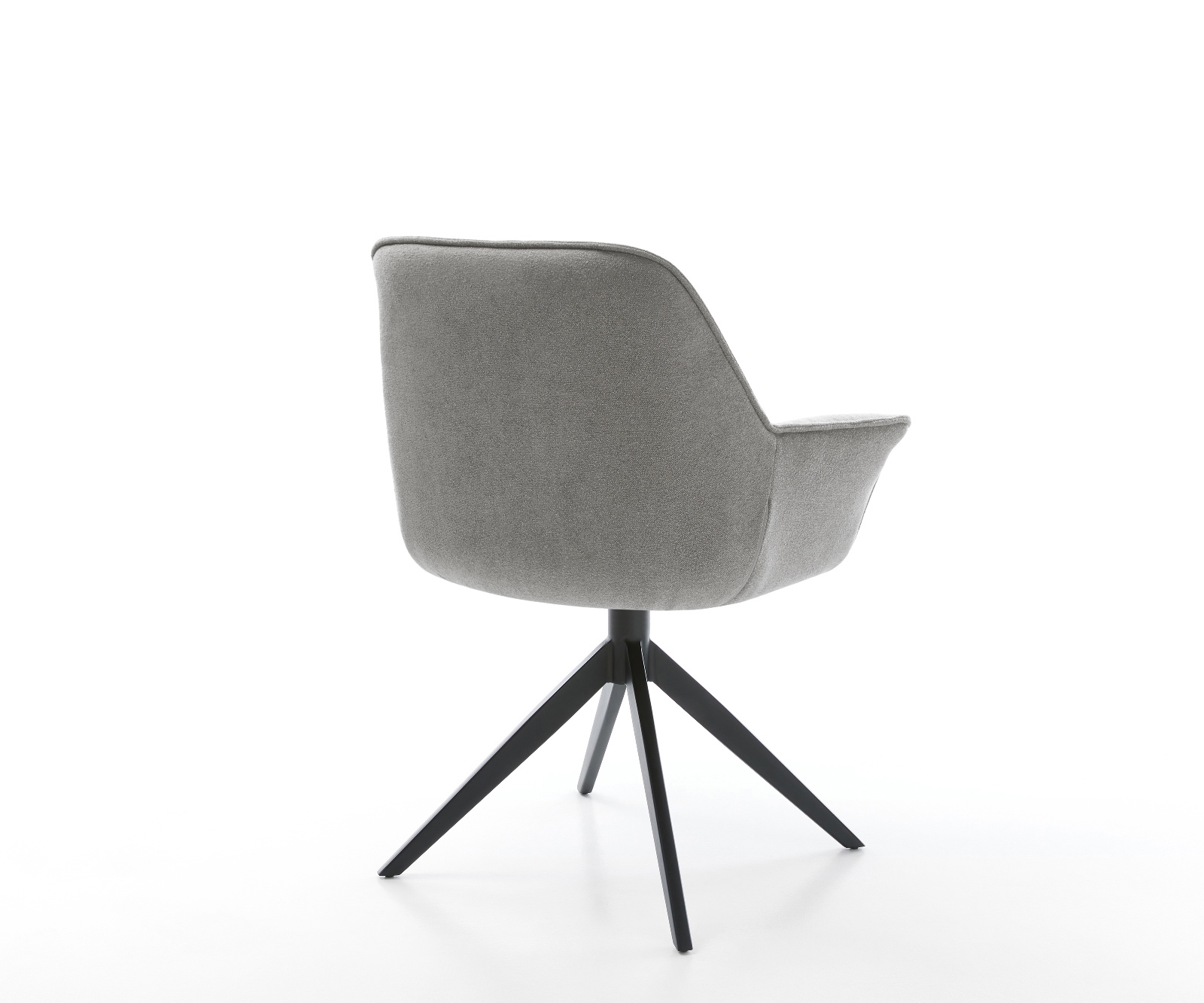 Étkezőszék Keila-Flex kárpitozott karfás strukturált szövet puha szürke kereszt láb széles fekete 360° forgatható billenő - Image 5