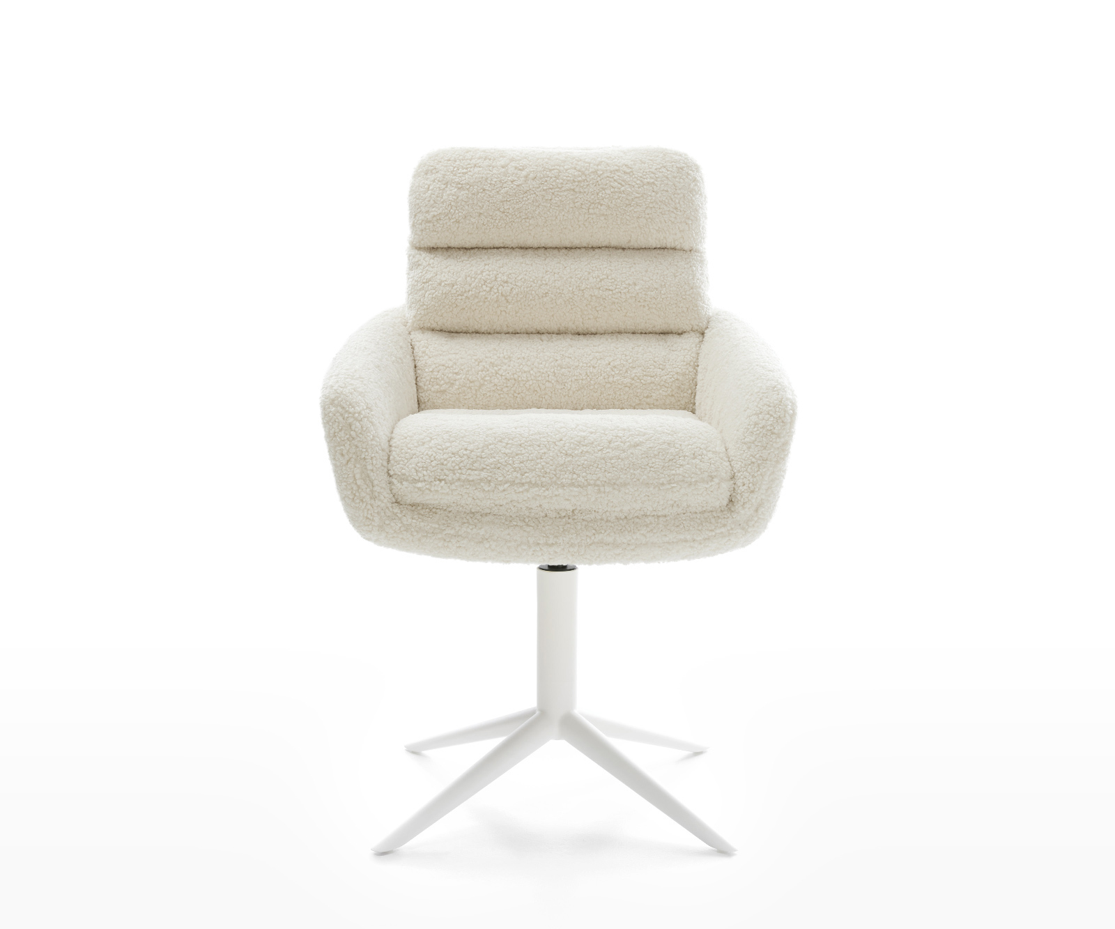 Étkezőszék Abelia-Flex karfás teddy szövet bézs fehér kereszt láb 360° forgatható billenő funkció - Image 2