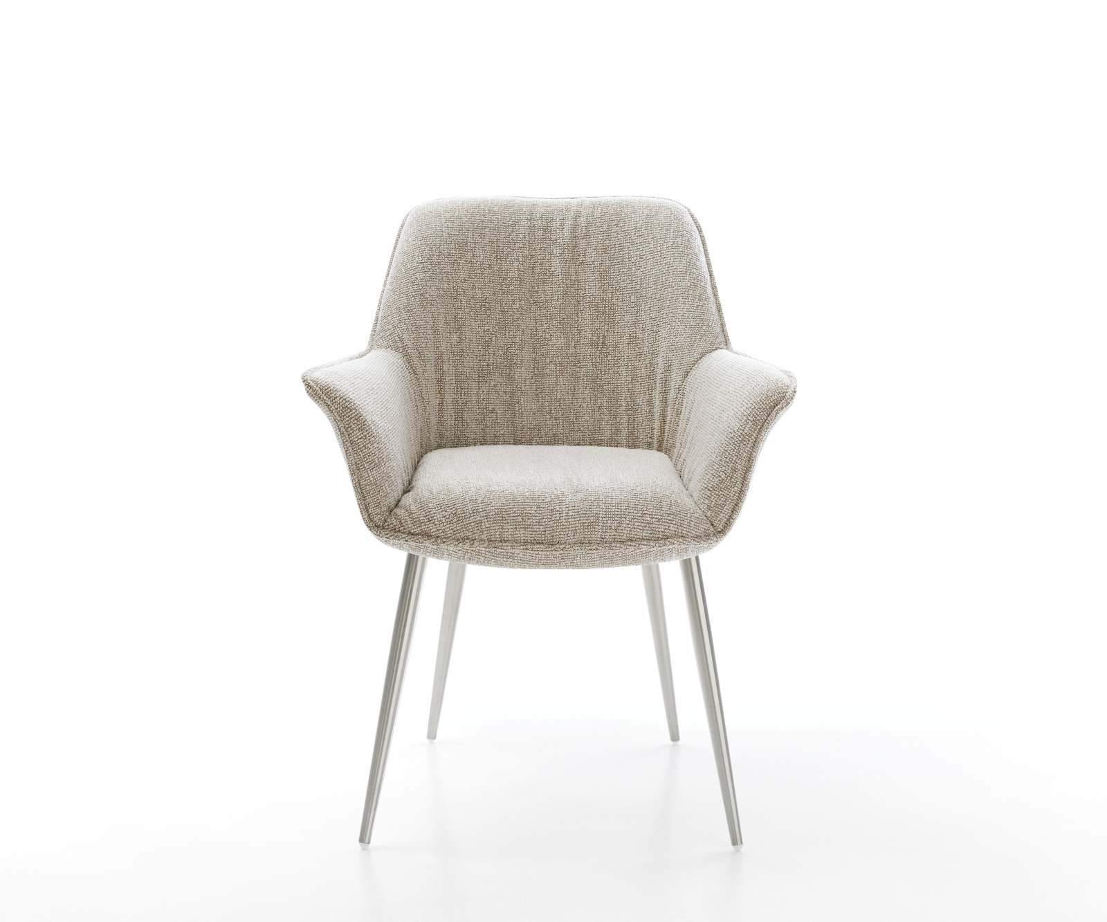 Étkezőszék Keila-Flex karfás szövött szövet puha bézs 4 lábas kúpos rozsdamentes acél - Image 2