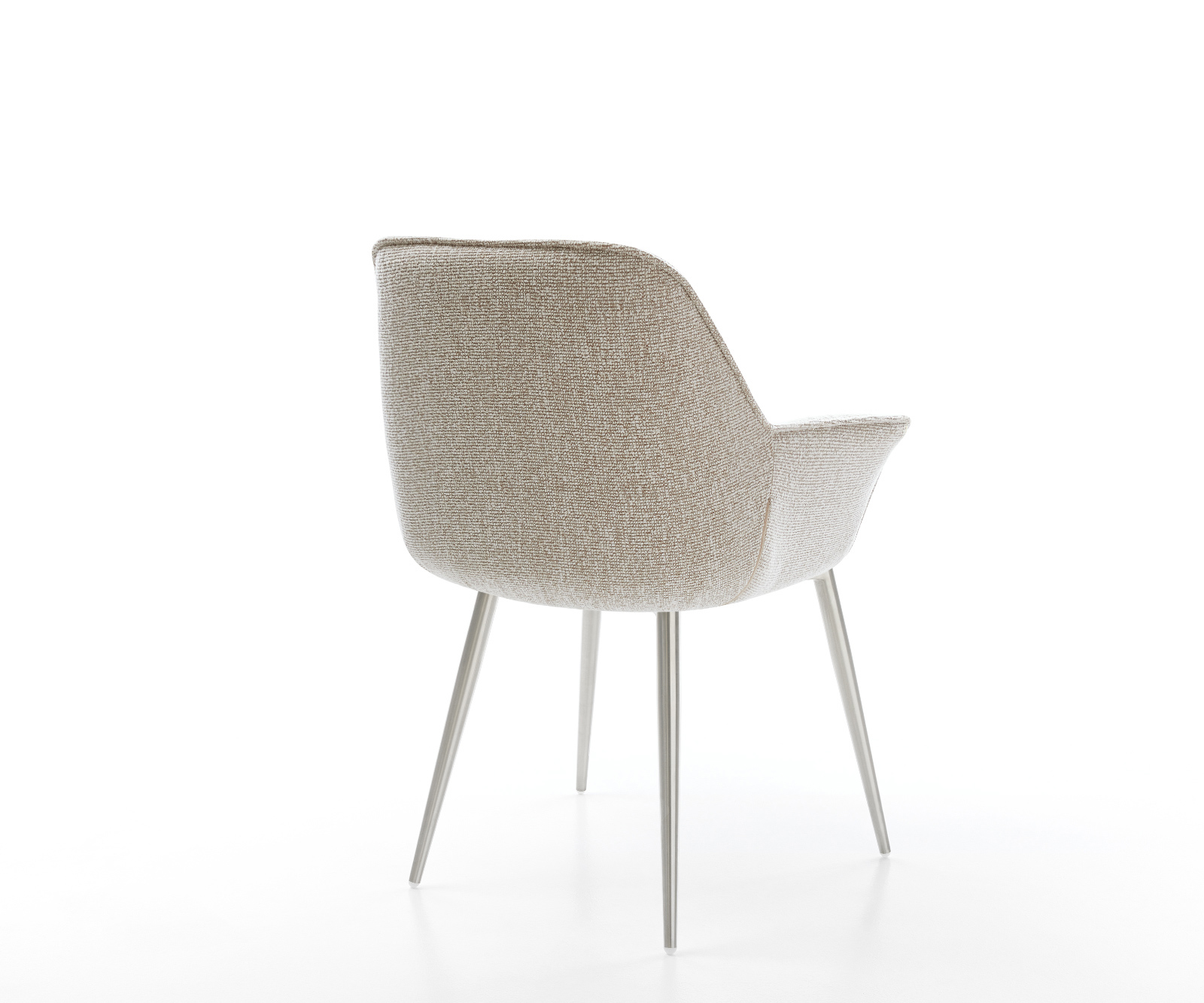 Étkezőszék Keila-Flex karfás szövött szövet puha bézs 4 lábas kúpos rozsdamentes acél - Image 5