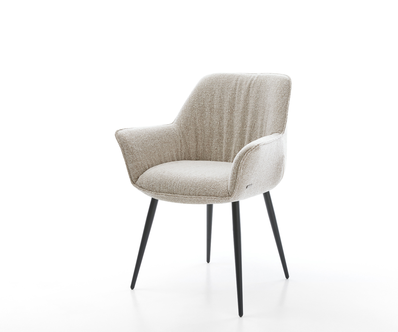 Étkezőszék Keila-Flex karfás szövetszövet puha bézs 4 lábas kúpos fekete