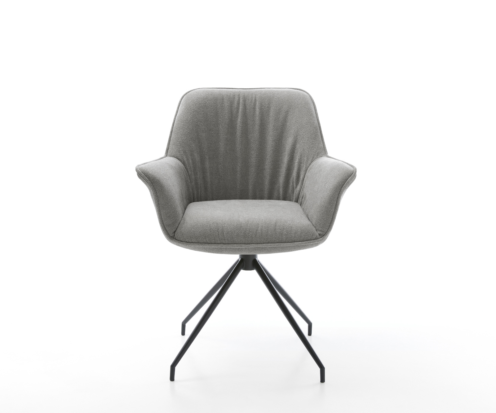 Étkezőszék Keila-Flex kárpitozott karfás strukturált szövet puha szürke kereszt láb kúpos fekete - Image 2