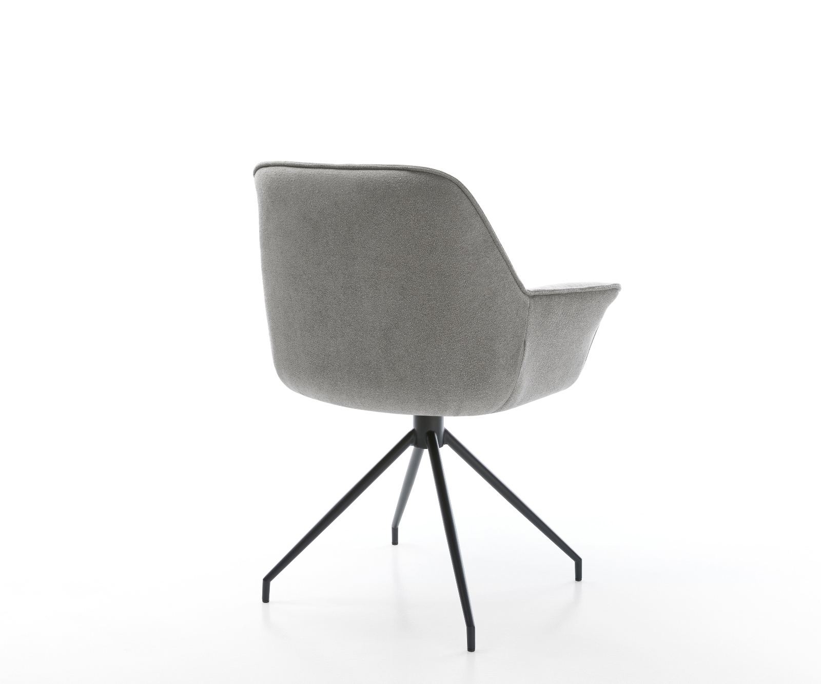 Étkezőszék Keila-Flex kárpitozott karfás strukturált szövet puha szürke kereszt láb kúpos fekete - Image 5