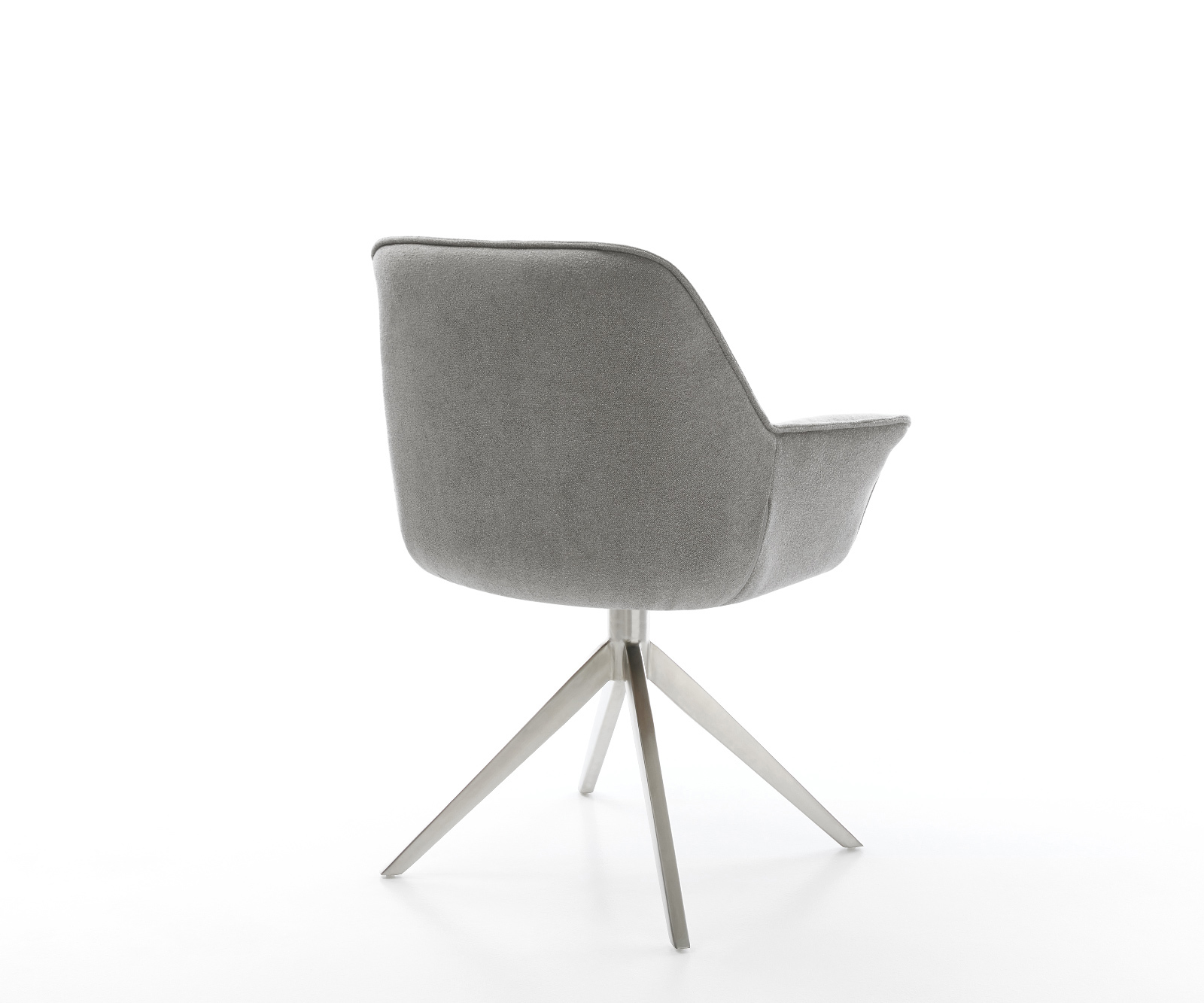 Étkezőszék Keila-Flex kárpitozott karfás strukturált szövet puha szürke kereszt láb széles rozsdamentes acél 360° forgatható billenő - Image 5