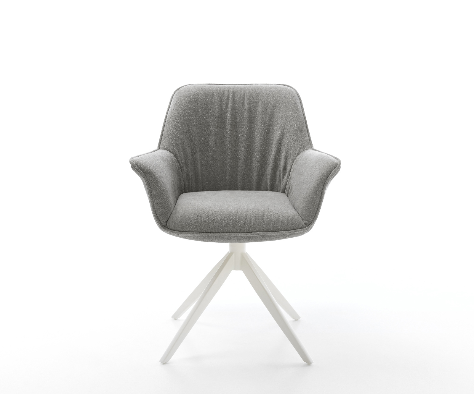 Étkezőszék Keila-Flex karfás strukturált szövet puha szürke kereszt láb széles fehér 360° forgatható billenő funkció - Image 2