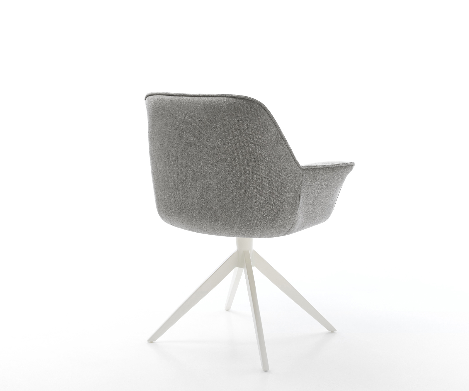 Étkezőszék Keila-Flex karfás strukturált szövet puha szürke kereszt láb széles fehér 360° forgatható billenő funkció - Image 5