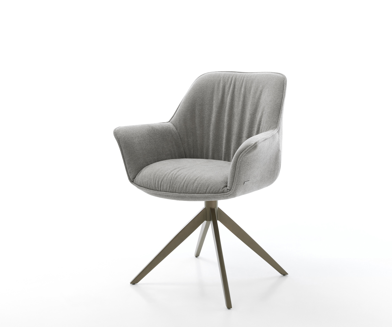 Étkezőszék Keila-Flex kárpitozott karfás strukturált szövet puha szürke kereszt láb széles titán színű 360° forgatható billenő