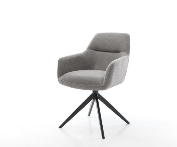 Étkezőszék Pejo-Flex strukturált szövet puha szürke kereszt láb széles fekete 360°-ban forgatható billenő funkció zsákrugós matrac